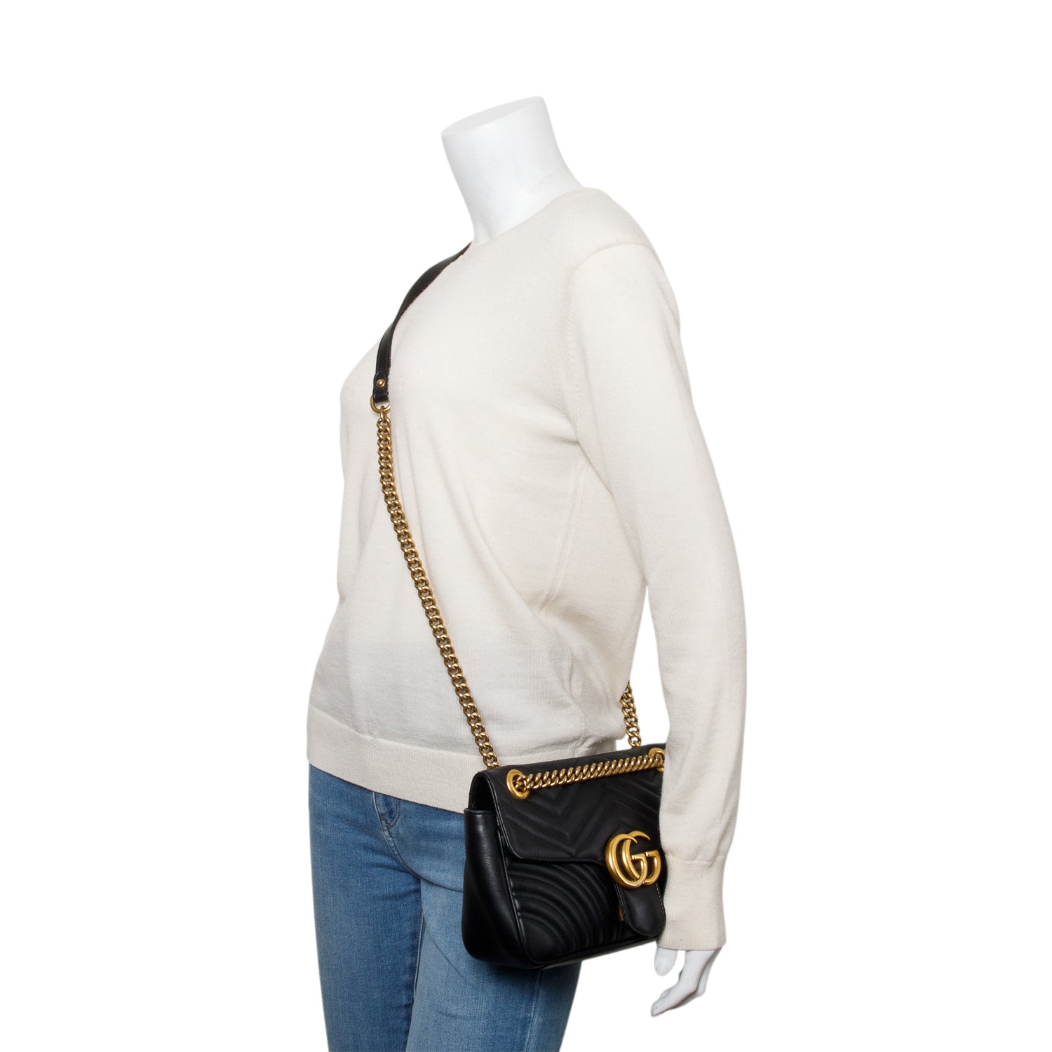 Gucci Black GG Marmont Matelasse Medium Shoulder Bag