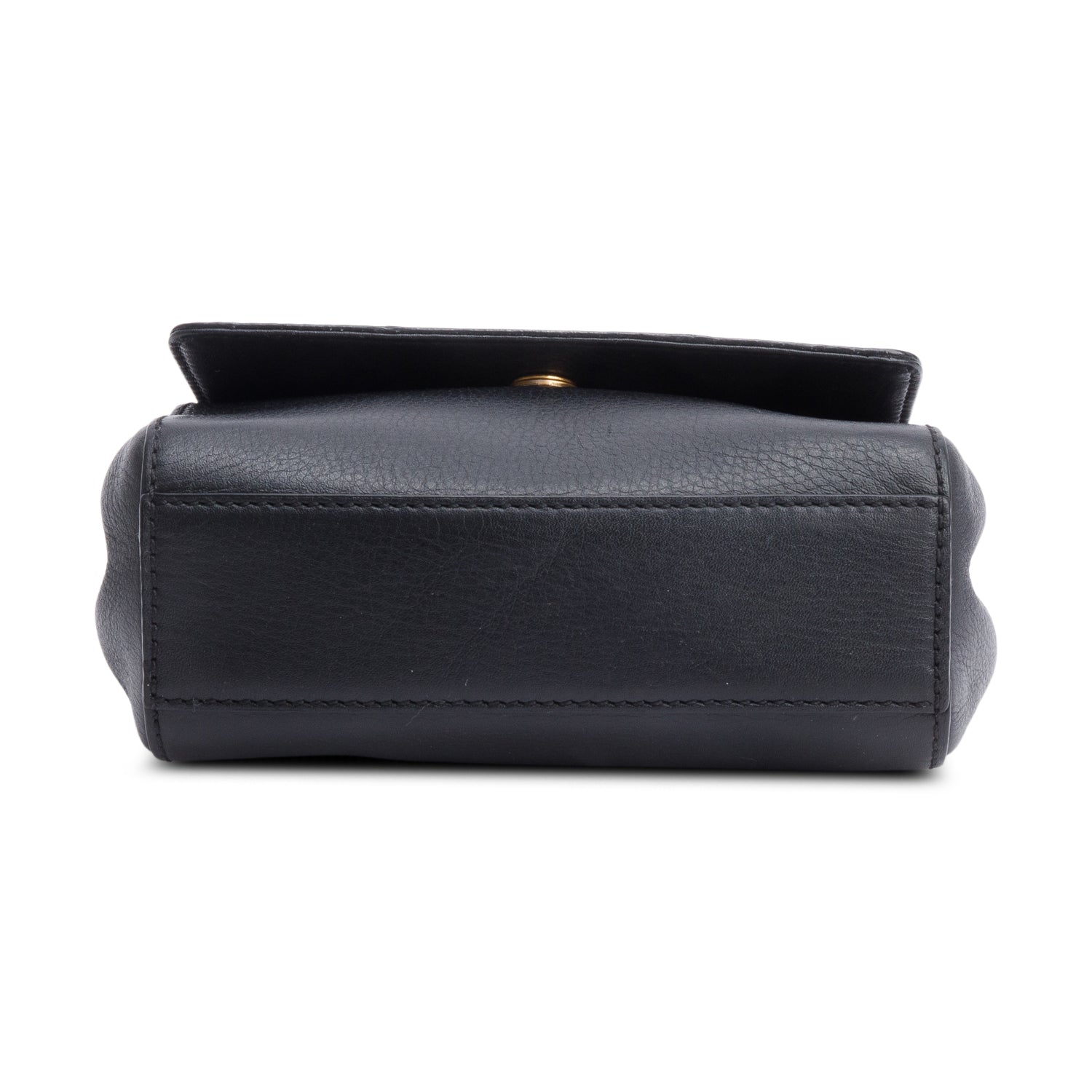 MCM Black Calf Leather Python Trim Flap Crossbody