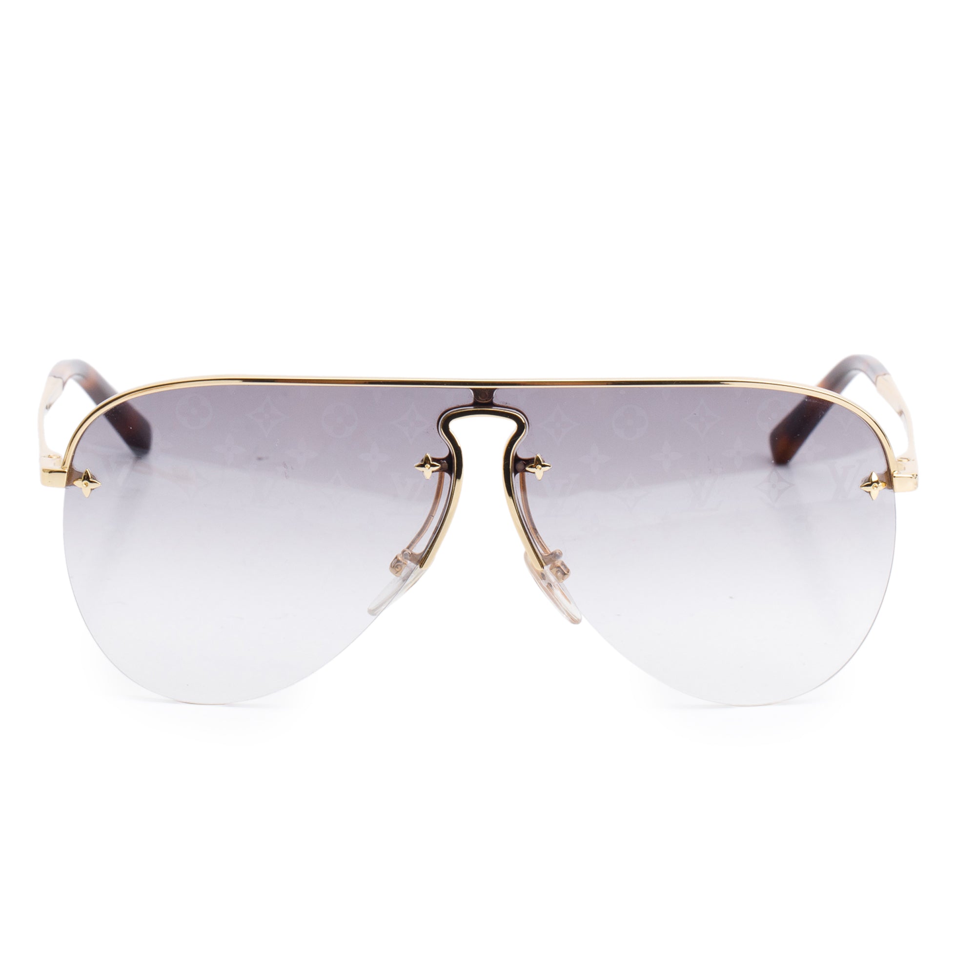 Louis Vuitton 2022 Z1469U Gold Plated Grease Mask Sunglasses w/ Case