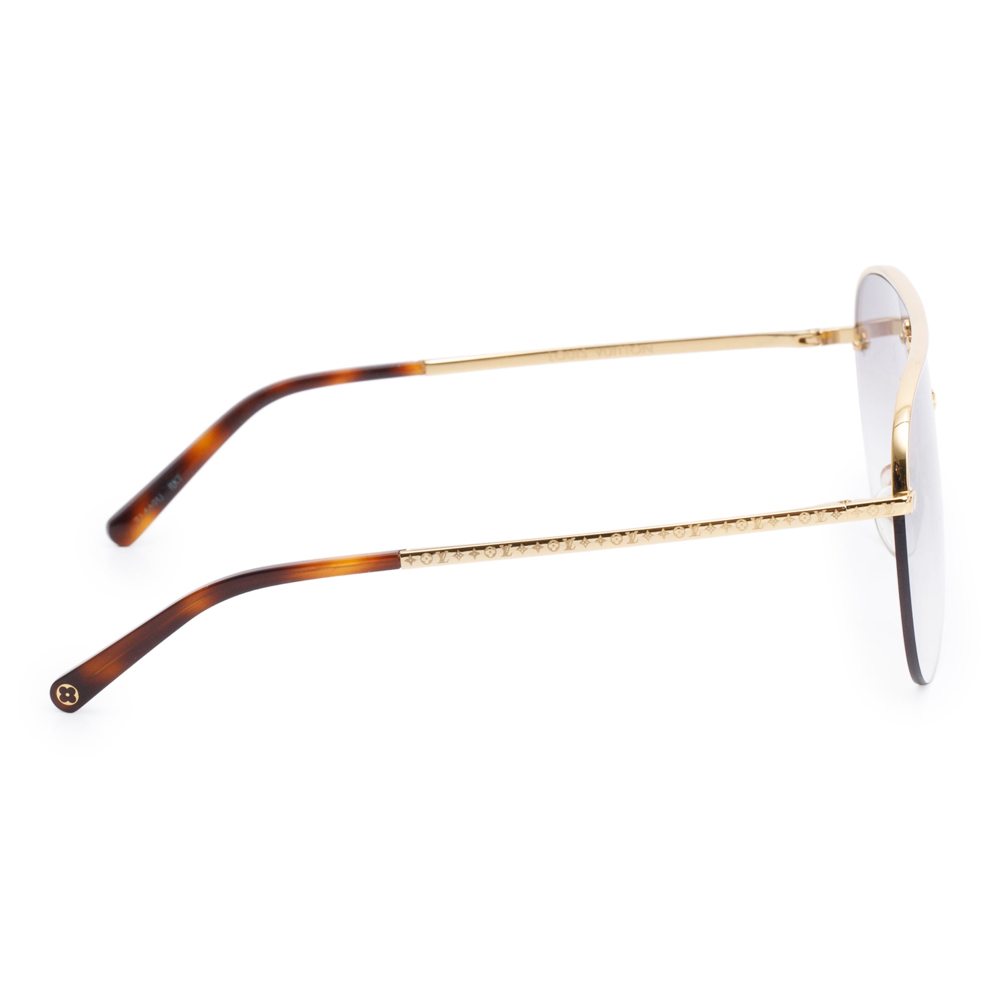 Louis Vuitton 2022 Z1469U Gold Plated Grease Mask Sunglasses w/ Case