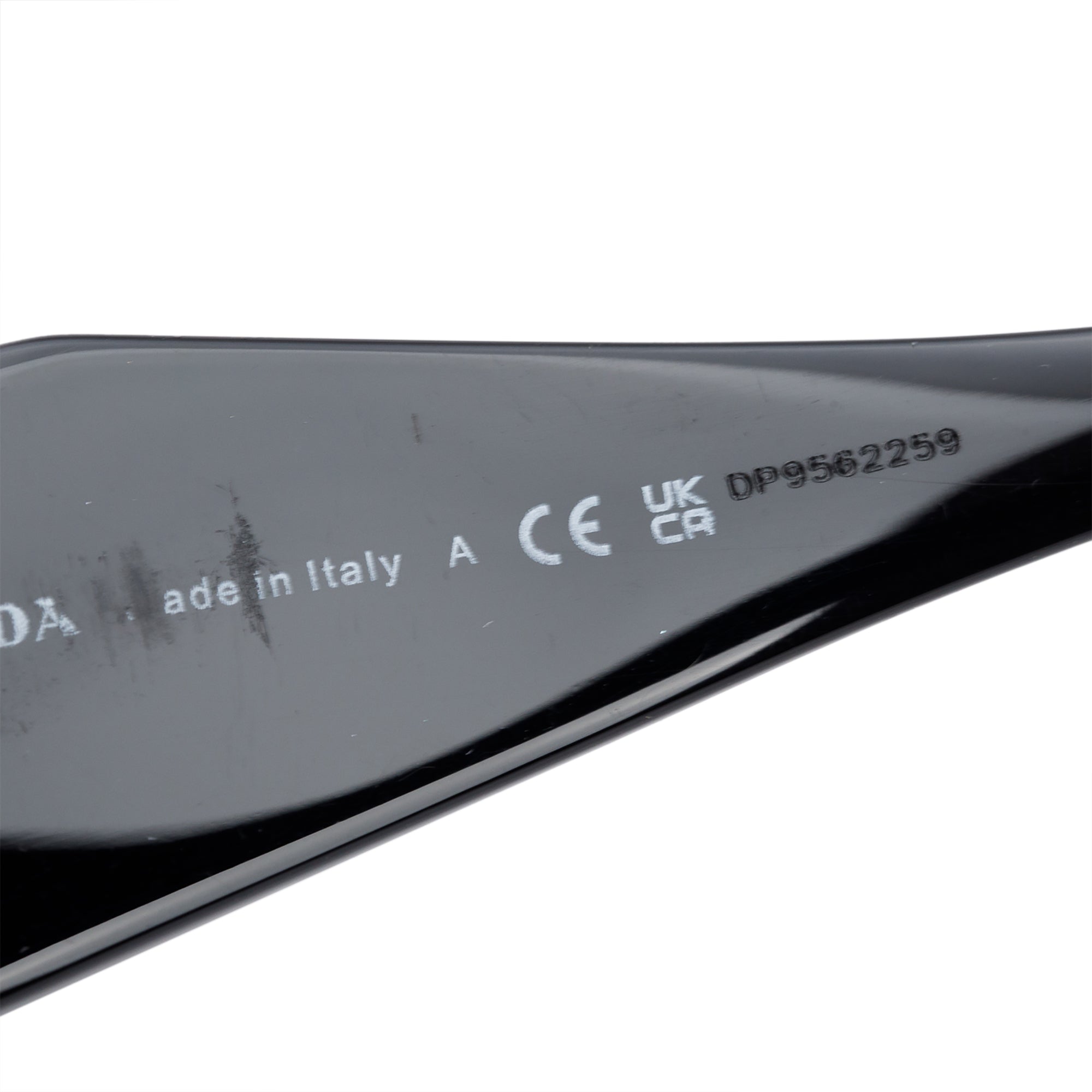 Prada SPR 17W Black Acetate Symbole Rectangular Sunglasses w/ Box & Case