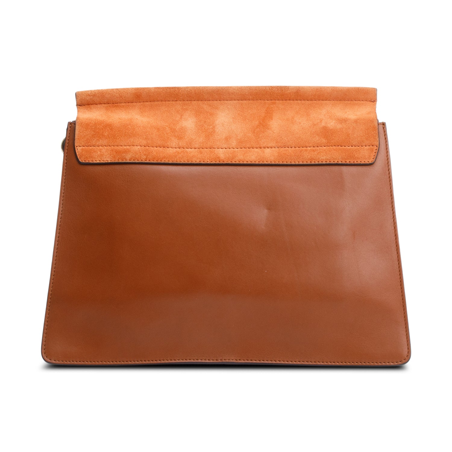 Chloe Brown Calfskin Leather Suede Trim Medium Faye Shoulder Bag