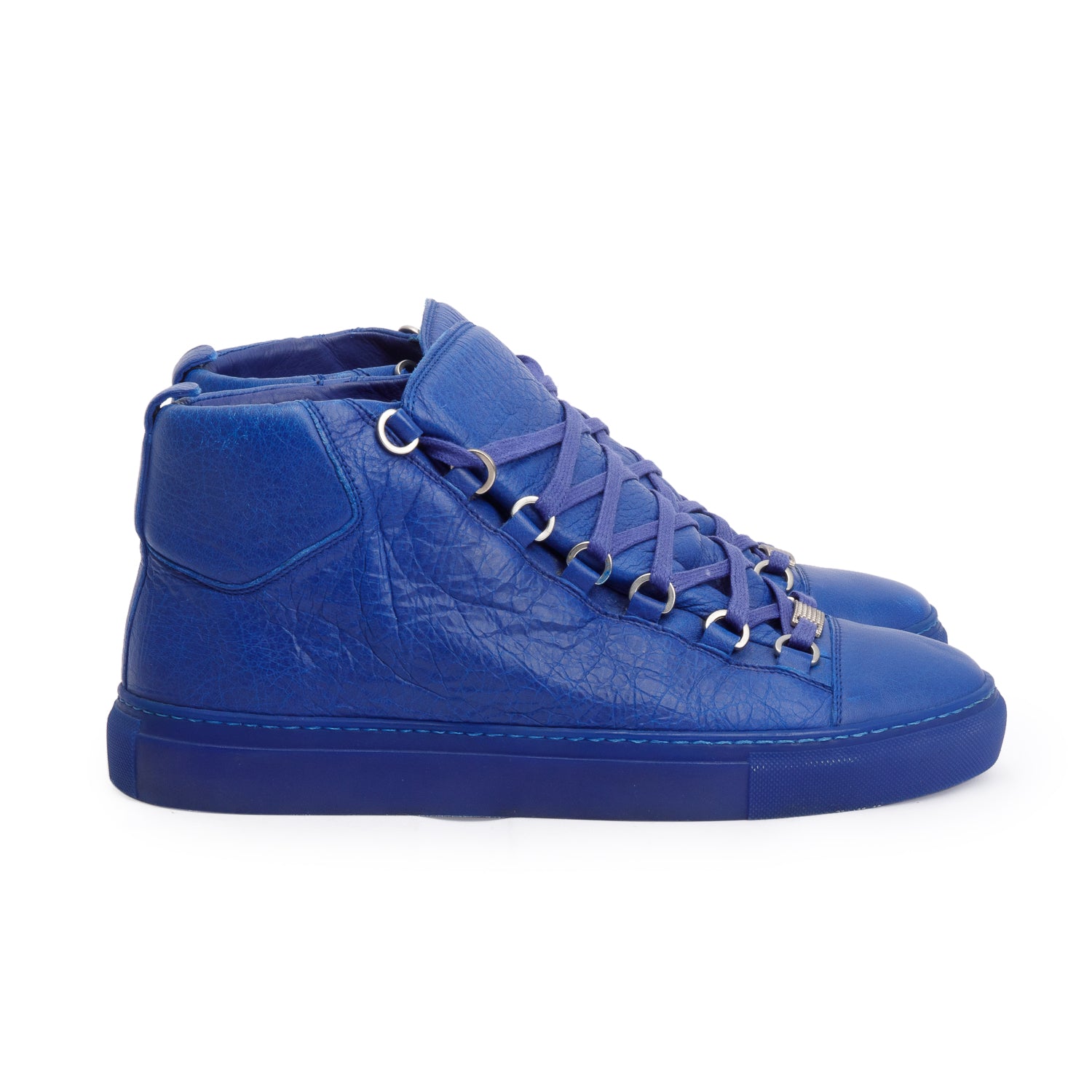 Balenciaga Blue Arena Leather Sneakers, Size 40 w/ Box