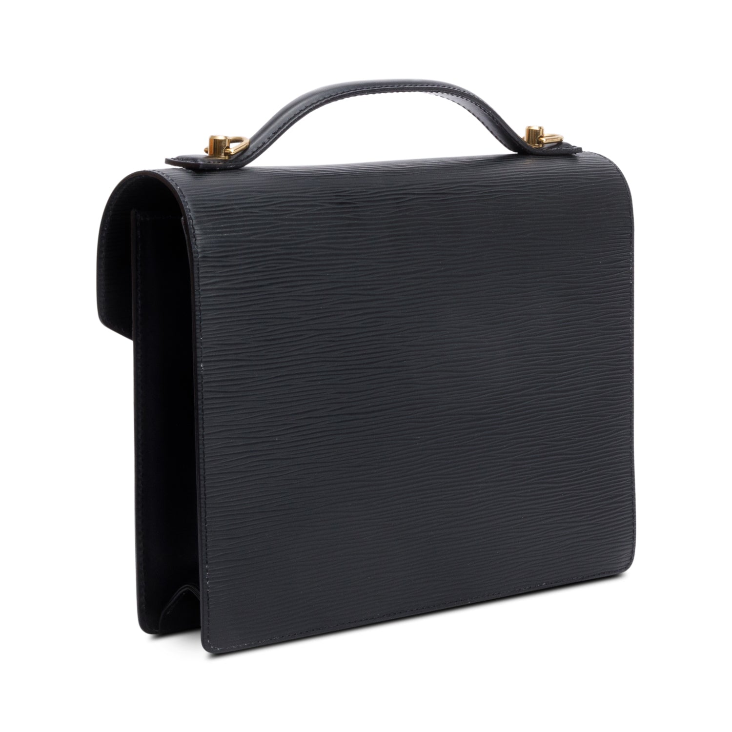 Louis Vuitton Black Epi Leather Monceau 28 w/ Strap & Box