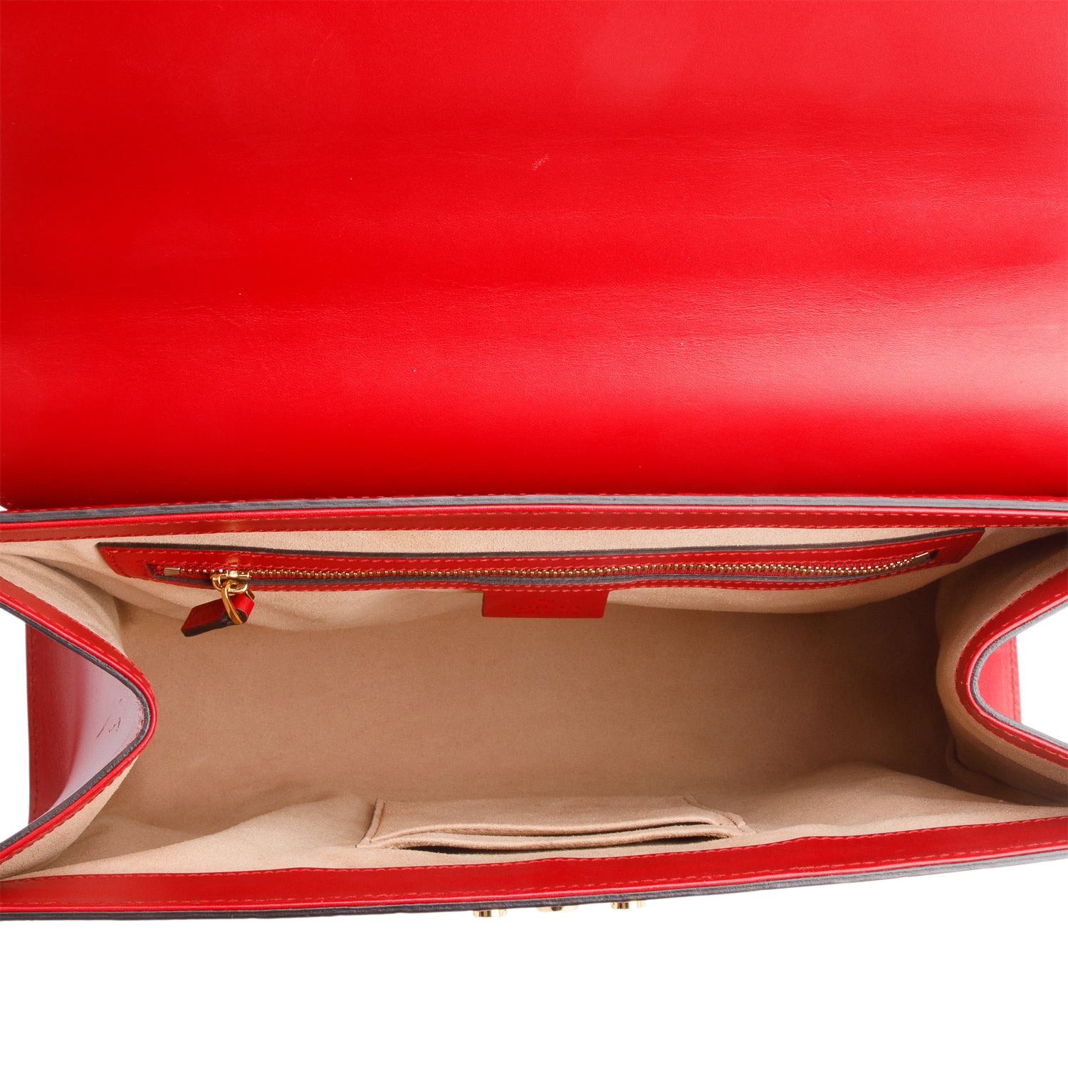 Gucci Red Signature Leather Medium Padlock Top Handle Bag w/ Strap