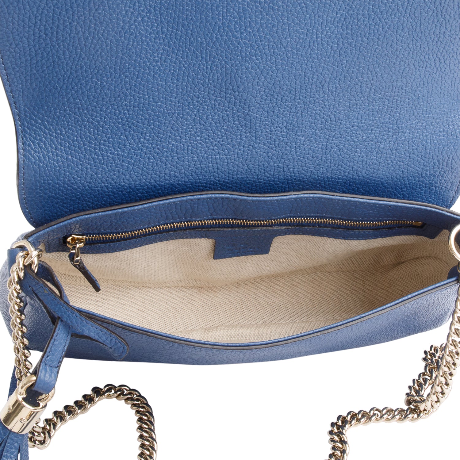 Gucci Blue Leather Medium Soho Chain Crossbody Bag
