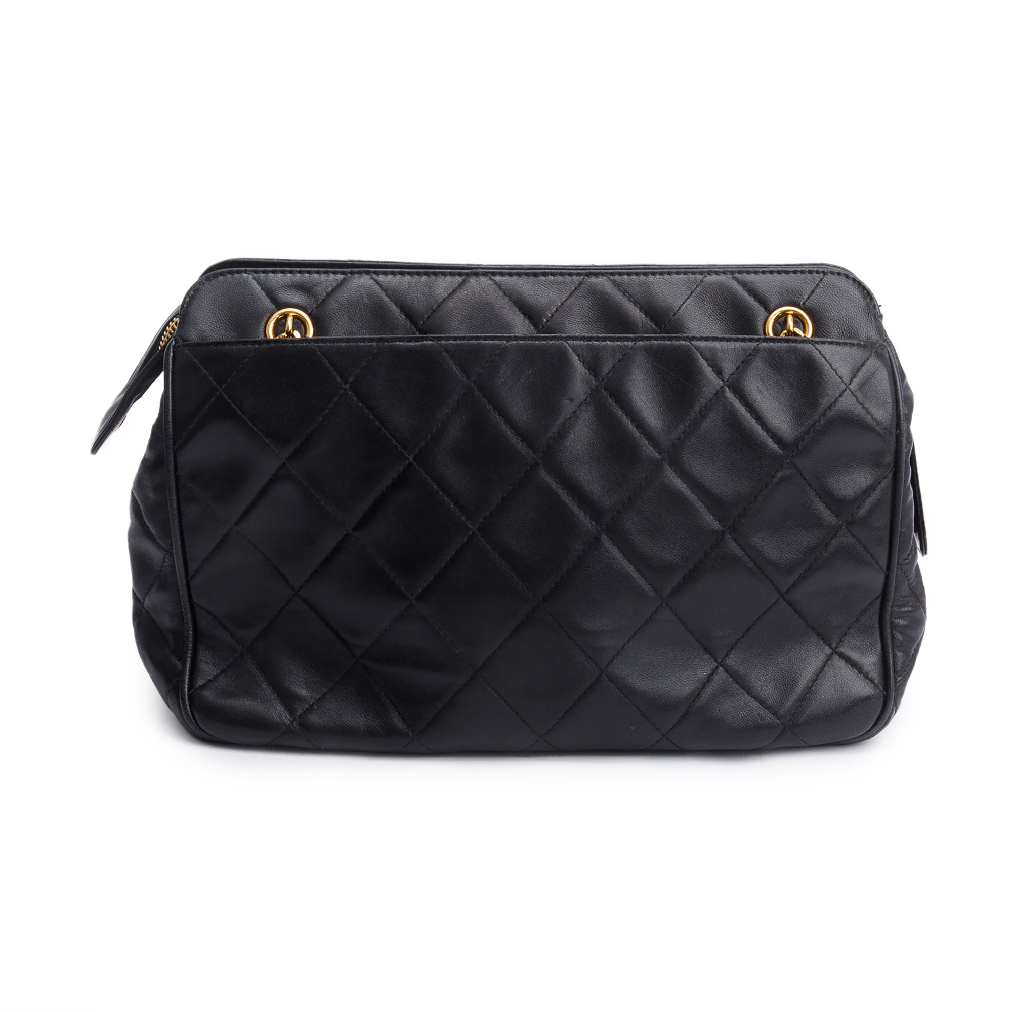 Chanel Vintage Quilted Lambskin Leather CC Shoulder Bag