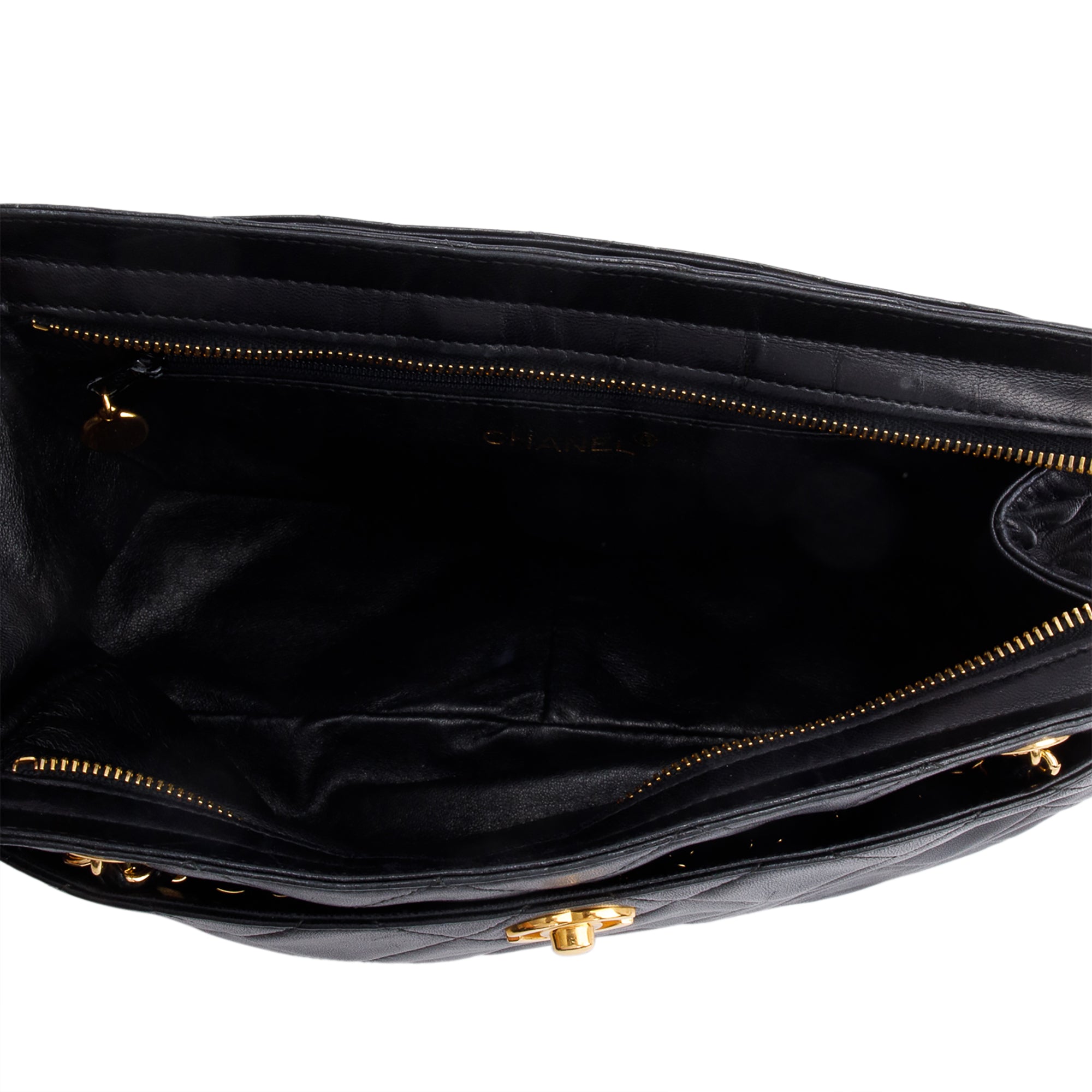 Chanel Vintage Quilted Lambskin Leather CC Shoulder Bag