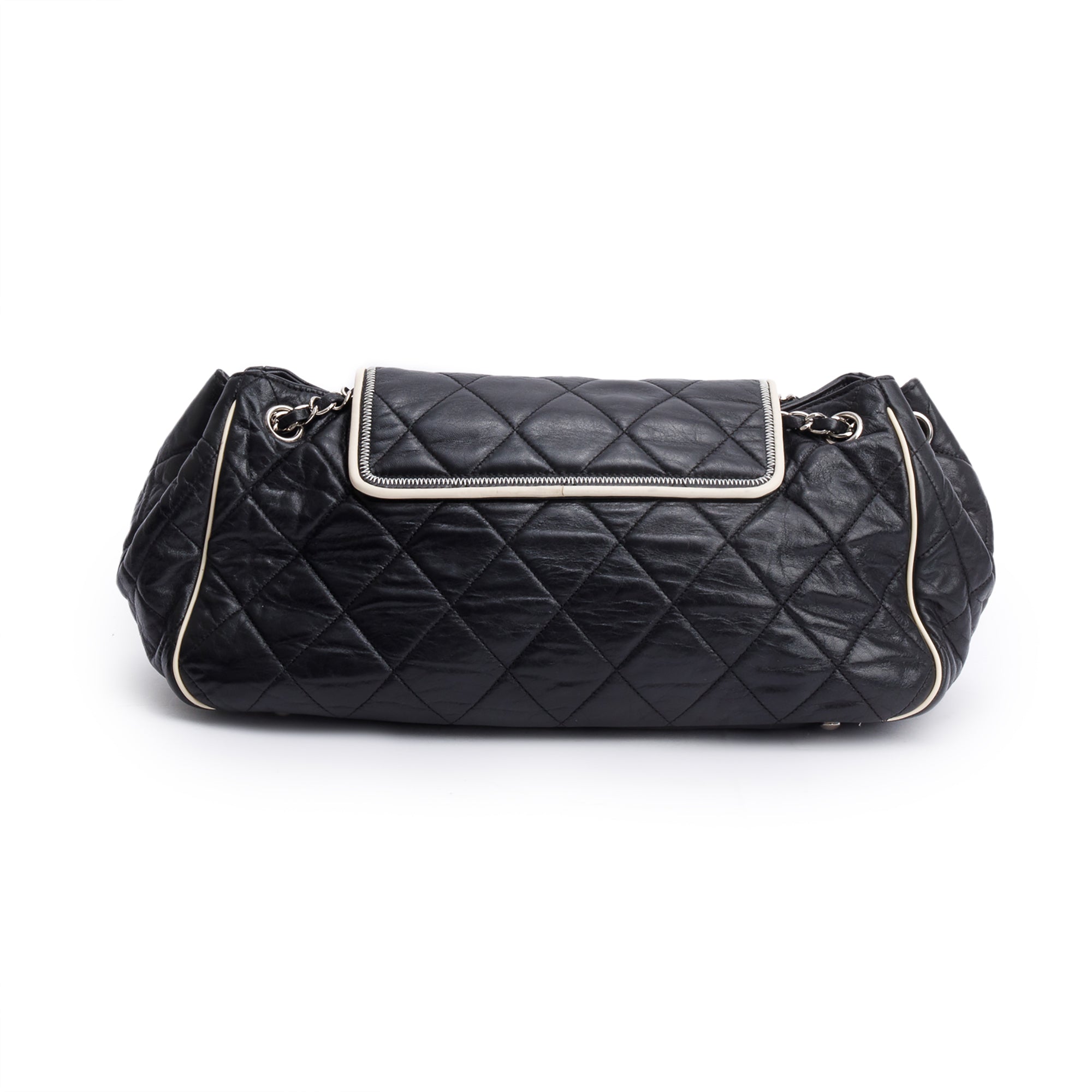 Chanel Black Quilted Calfskin Leather Medium East West Mademoiselle Accordion Reissue Flap Bag