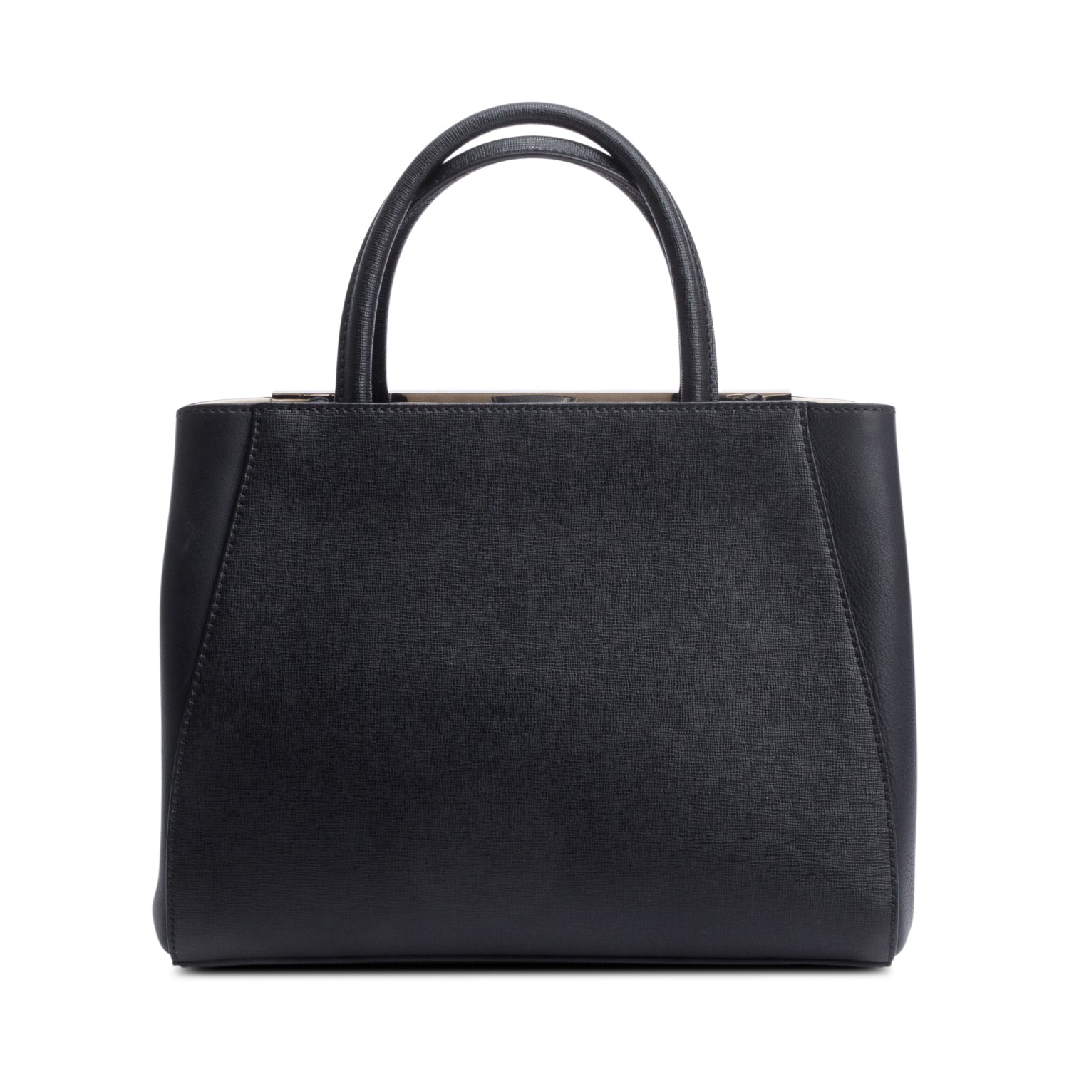 Fendi Black Vitello Elite Leather Petite 2Jours Tote w/ Strap