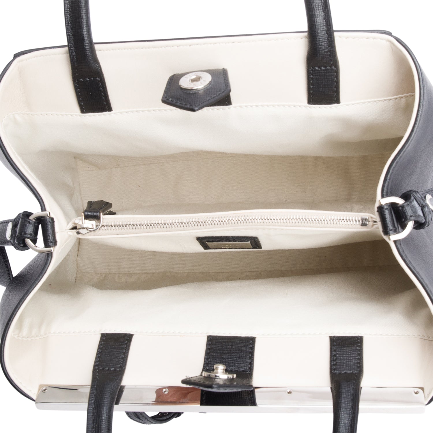 Fendi Black Vitello Elite Leather Petite 2Jours Tote w/ Strap