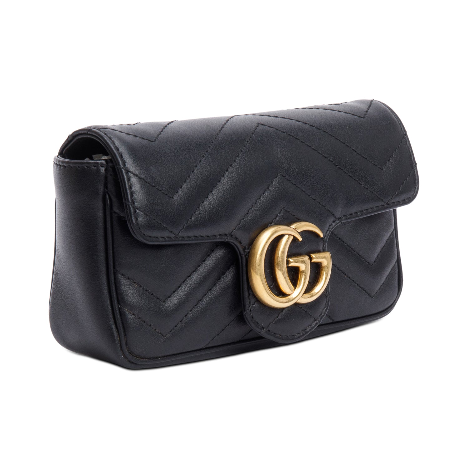 Gucci Black GG Marmont Matelasse Leather Super Mini Bag w/ Box