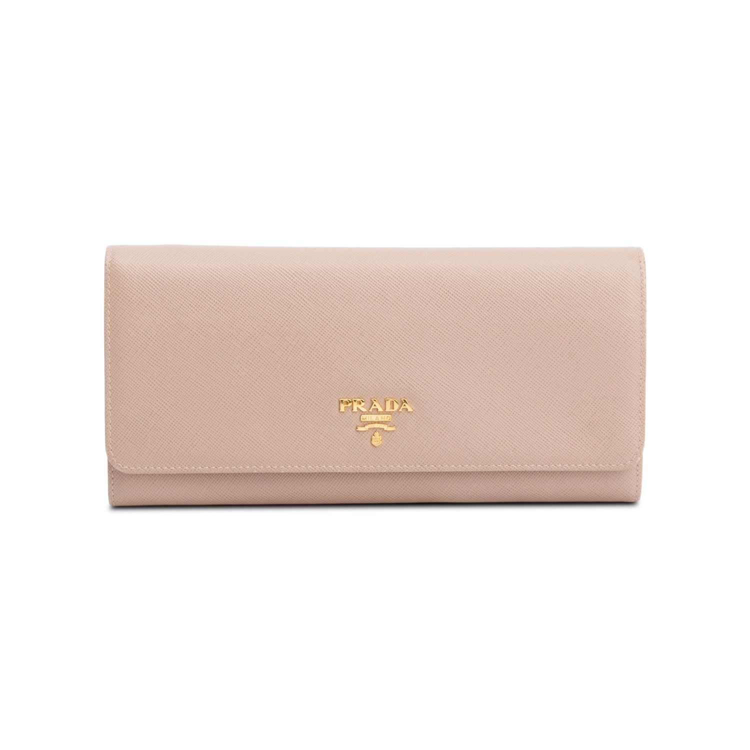 Prada Beige Saffiano Metal Continental Wallet on Chain w/ Box, Receipt & Authenticity Card