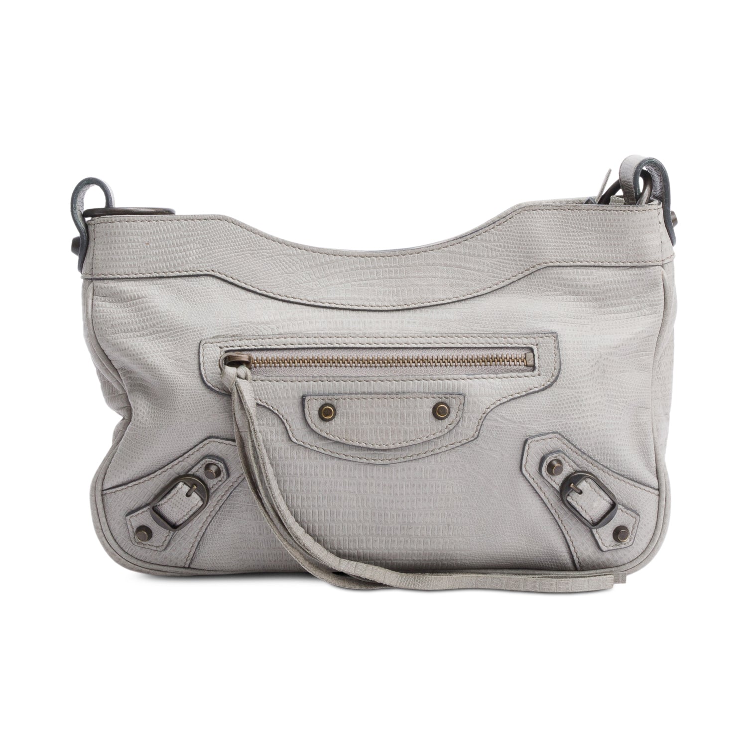 Balenciaga Grey Agneau Leather Classic Motorcycle Hip Crossbody