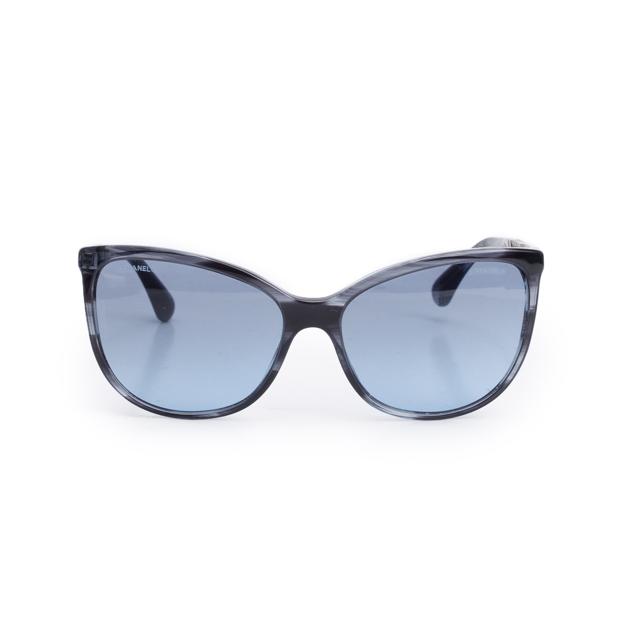 Chanel 5352 Black Acetate Chain Accent Butterfly Sunglasses w/ Case