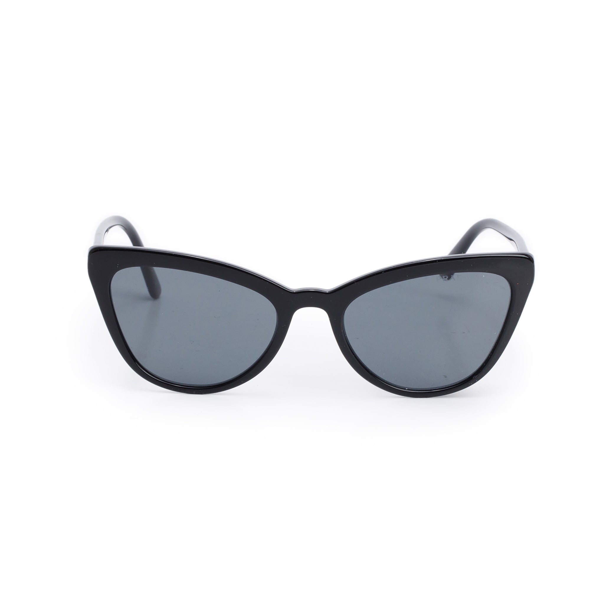 Prada SPR 01V Black Acetate Cat Eye Sunglasses w/ Case