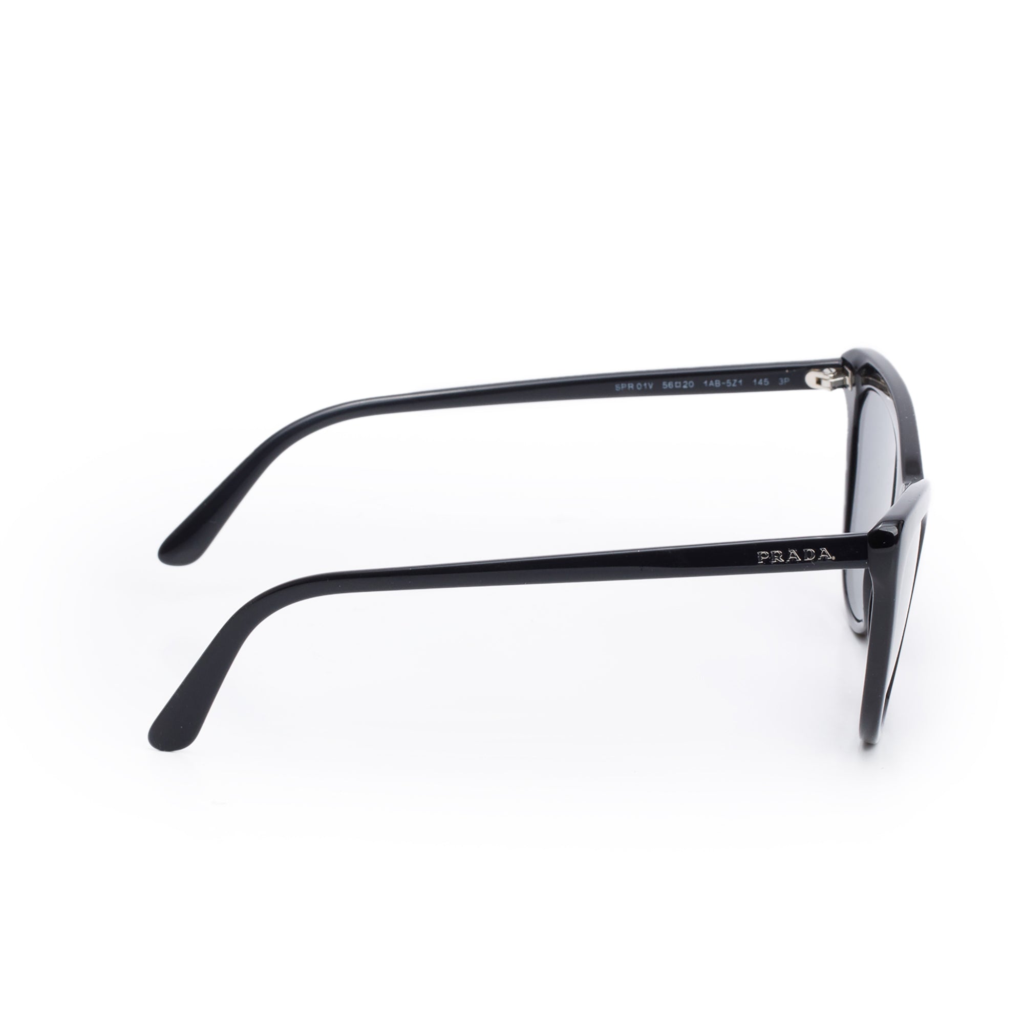 Prada SPR 01V Black Acetate Cat Eye Sunglasses w/ Case