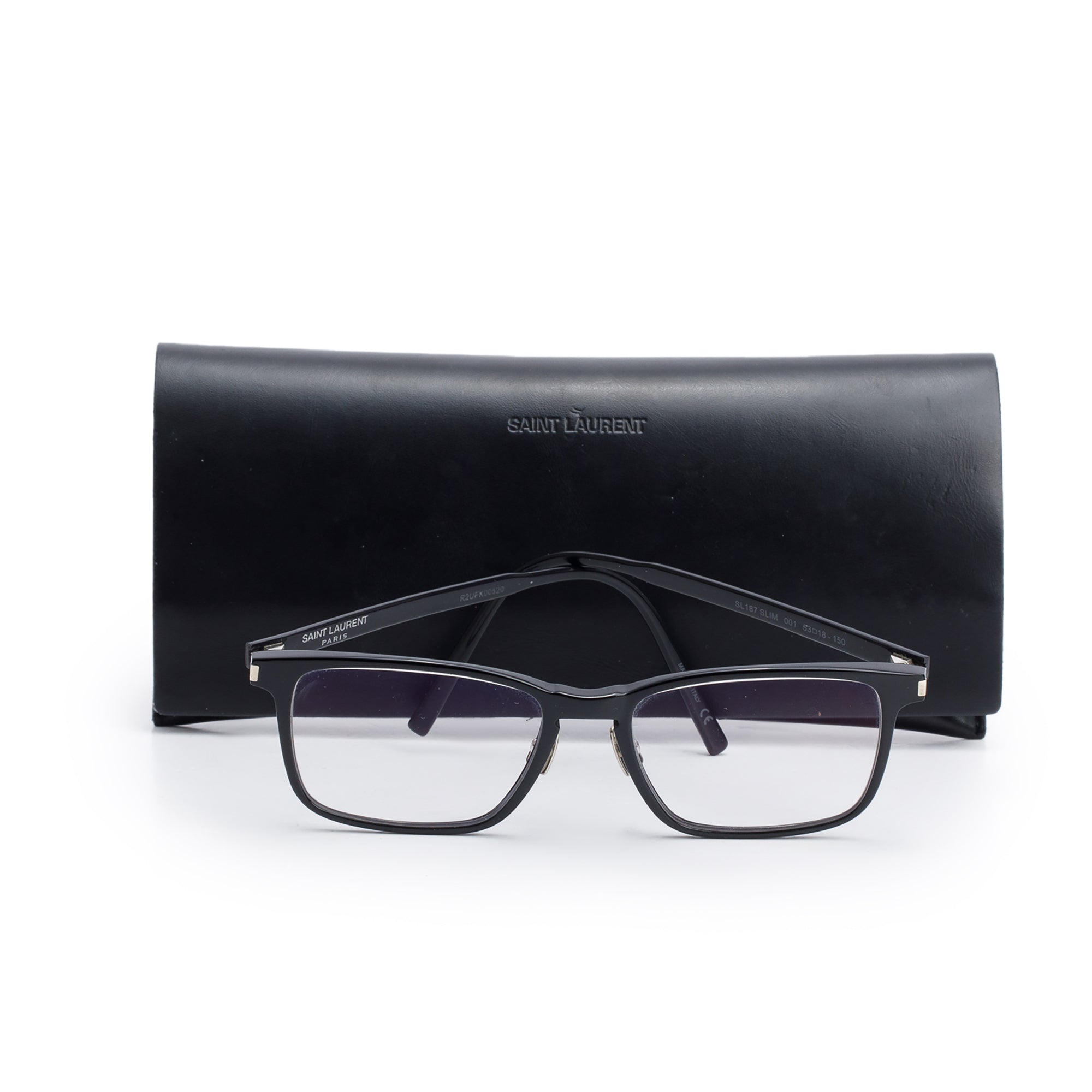 Saint Laurent Black Metal SL 187 Slim Eyeglasses w/ Case