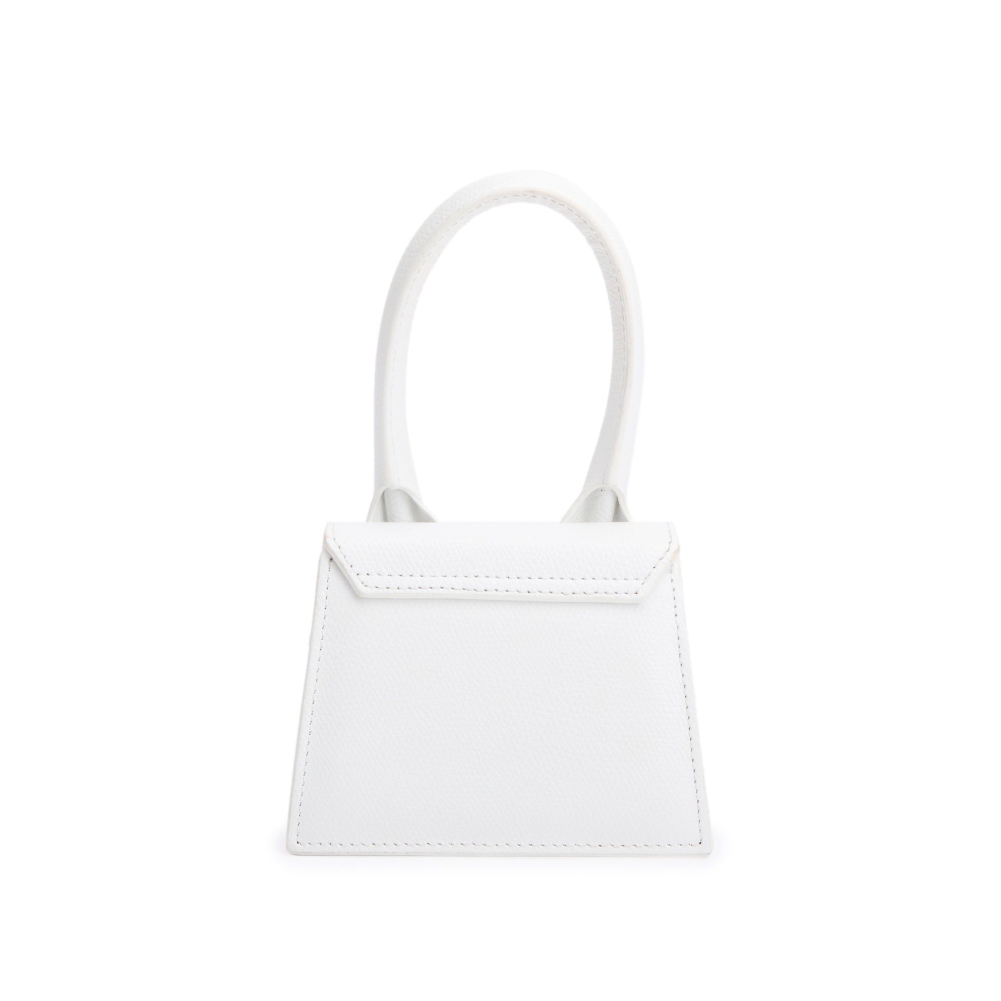 Jacquemus White Calfskin Leather Mini Signature Le Chiquito Handle Bag w/ Strap