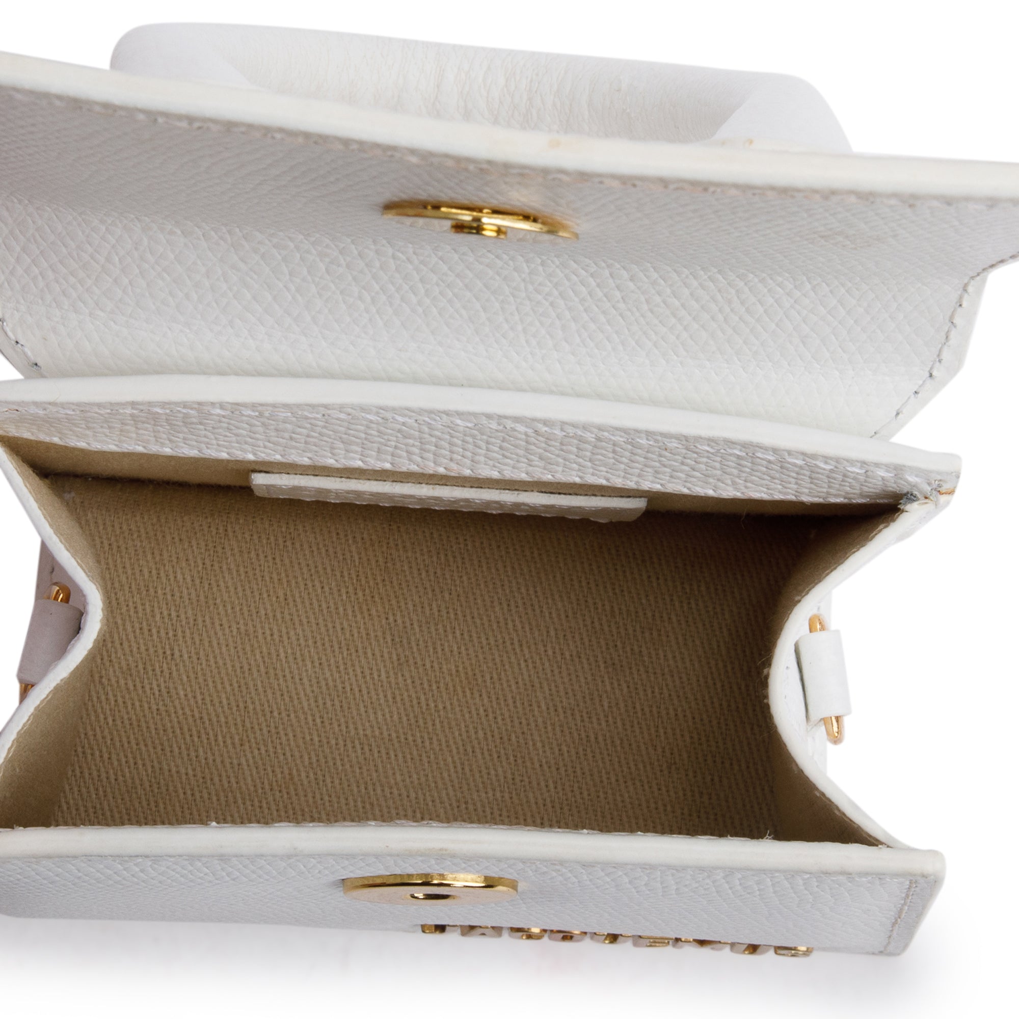 Jacquemus White Calfskin Leather Mini Signature Le Chiquito Handle Bag w/ Strap