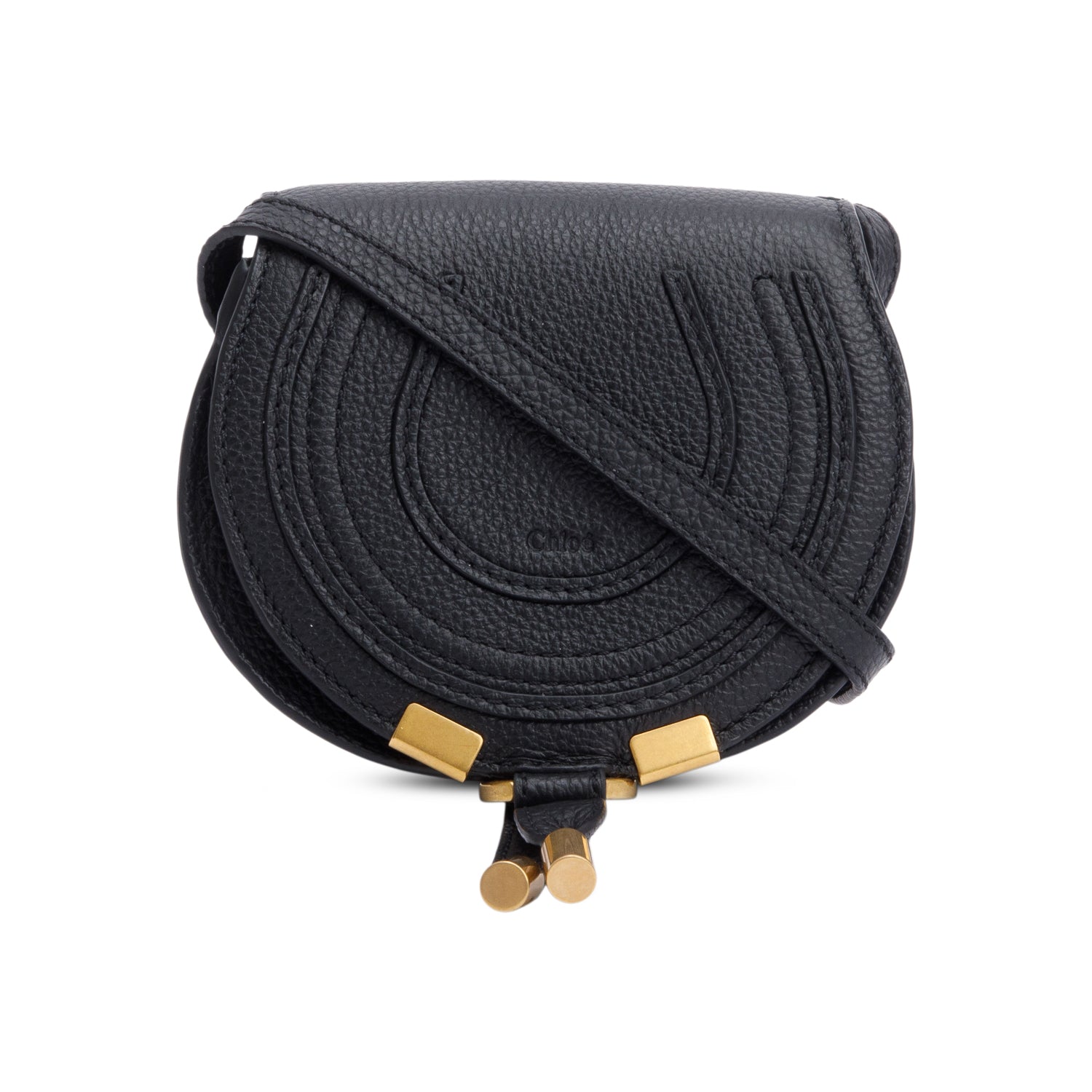 Chloe Black Calfskin Leather Nano Marcie Crossbody Bag w/ Authenticity Card