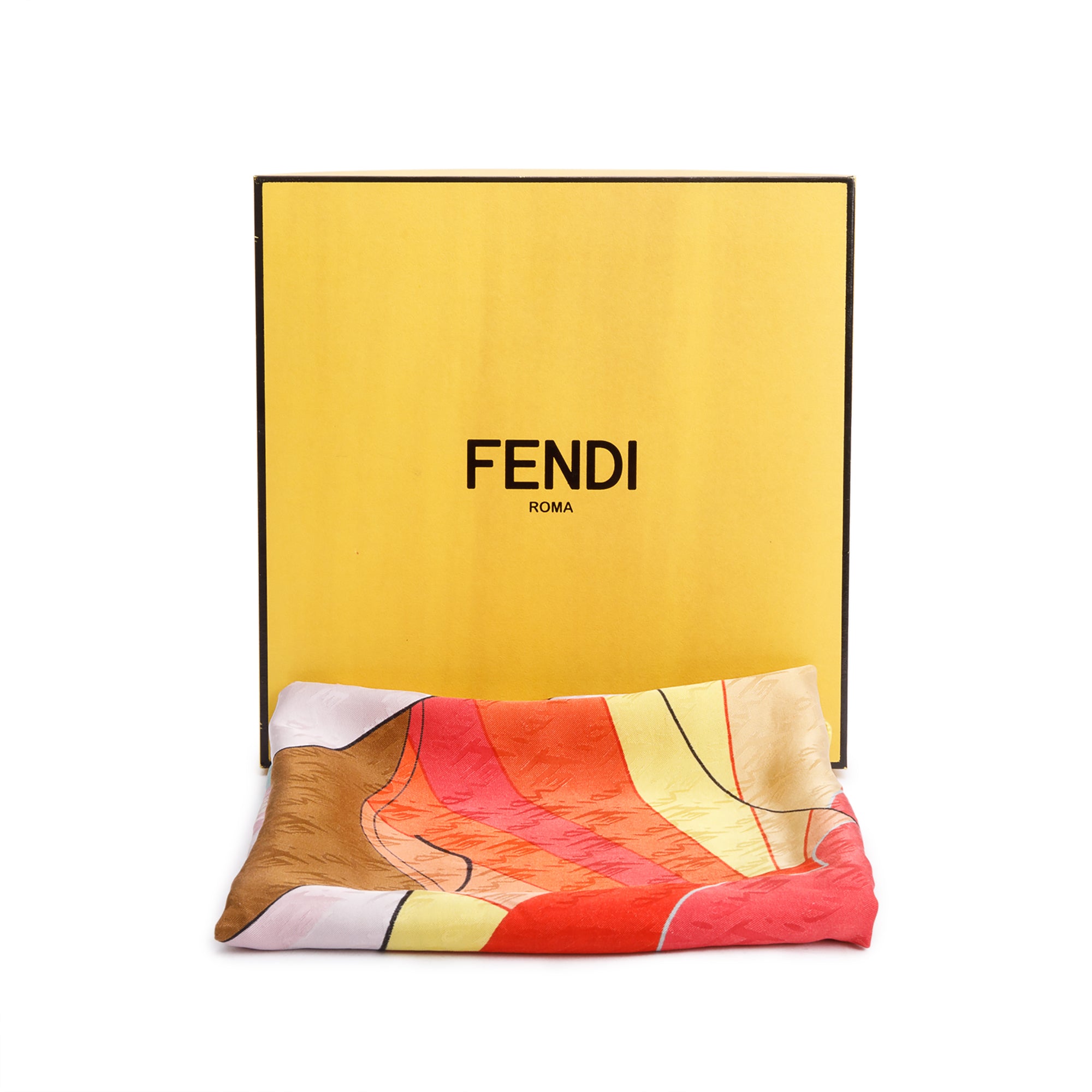 Fendi Multicolor Print Silk Foulard 90 w/ Box