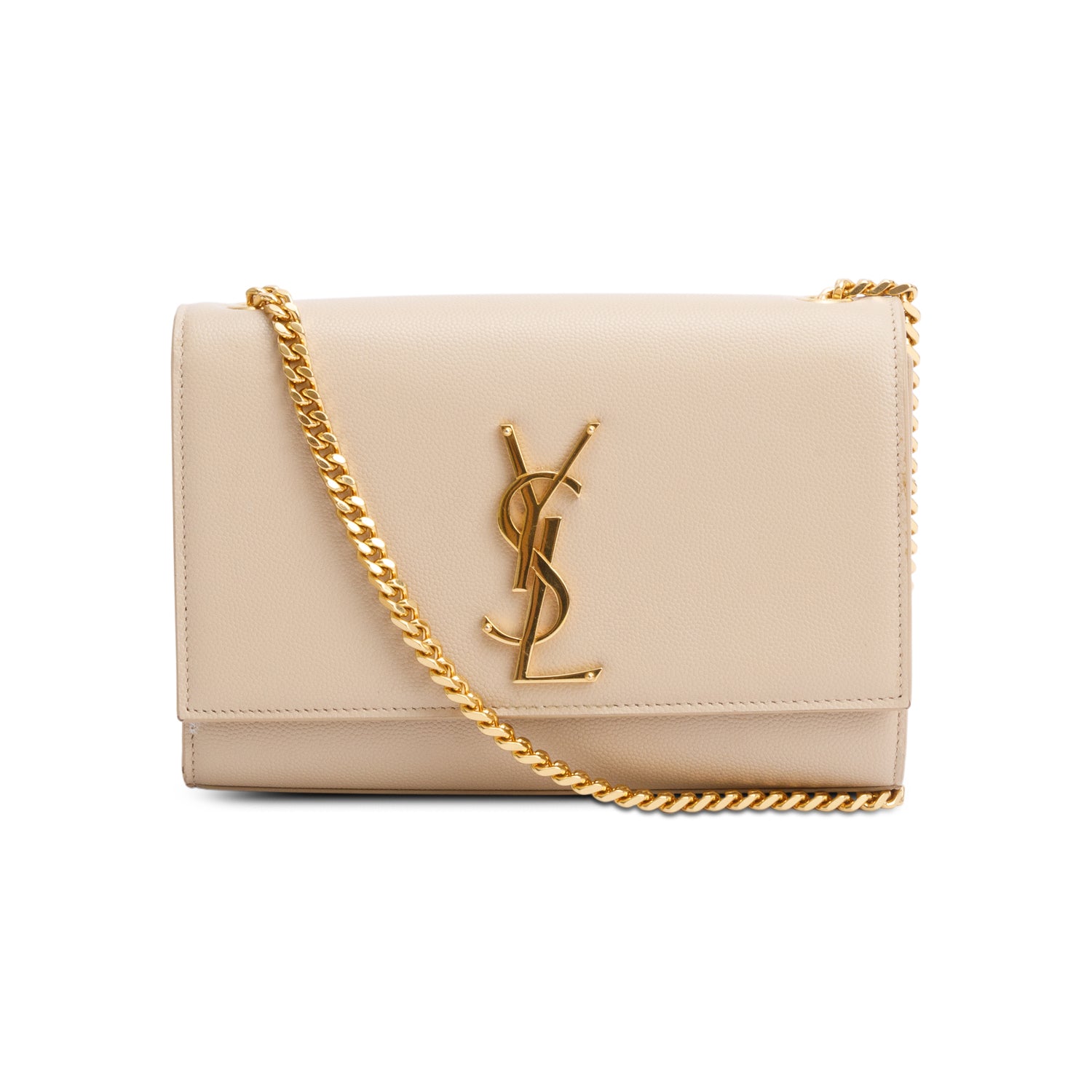 Saint Laurent Nude Grain De Poudre Leather Small Monogram Kate Bag w/ Box & Receipt