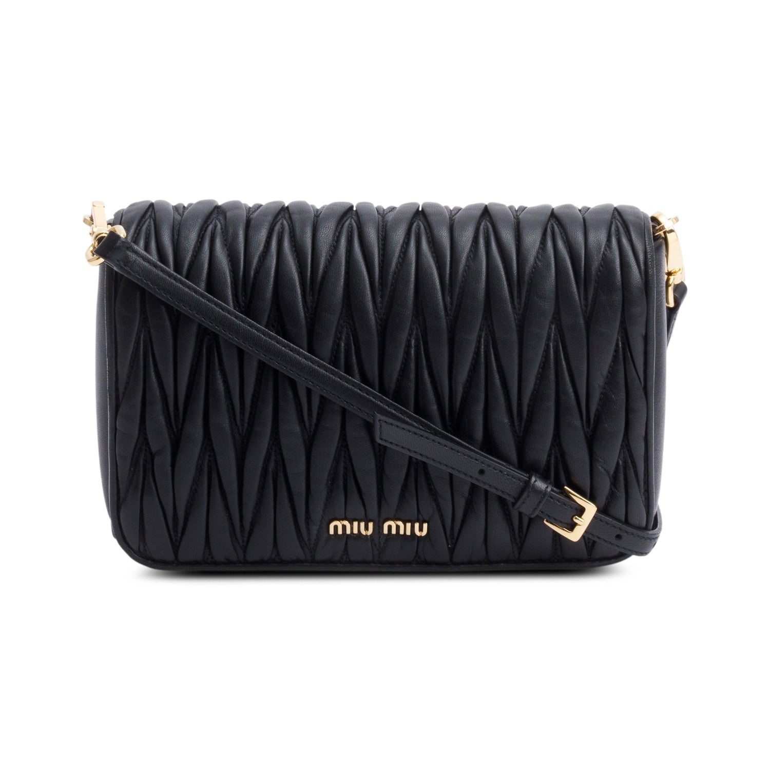 Miu Miu Black Nappa Leather Small Flap Crossbody Bag w/ Authenticity card