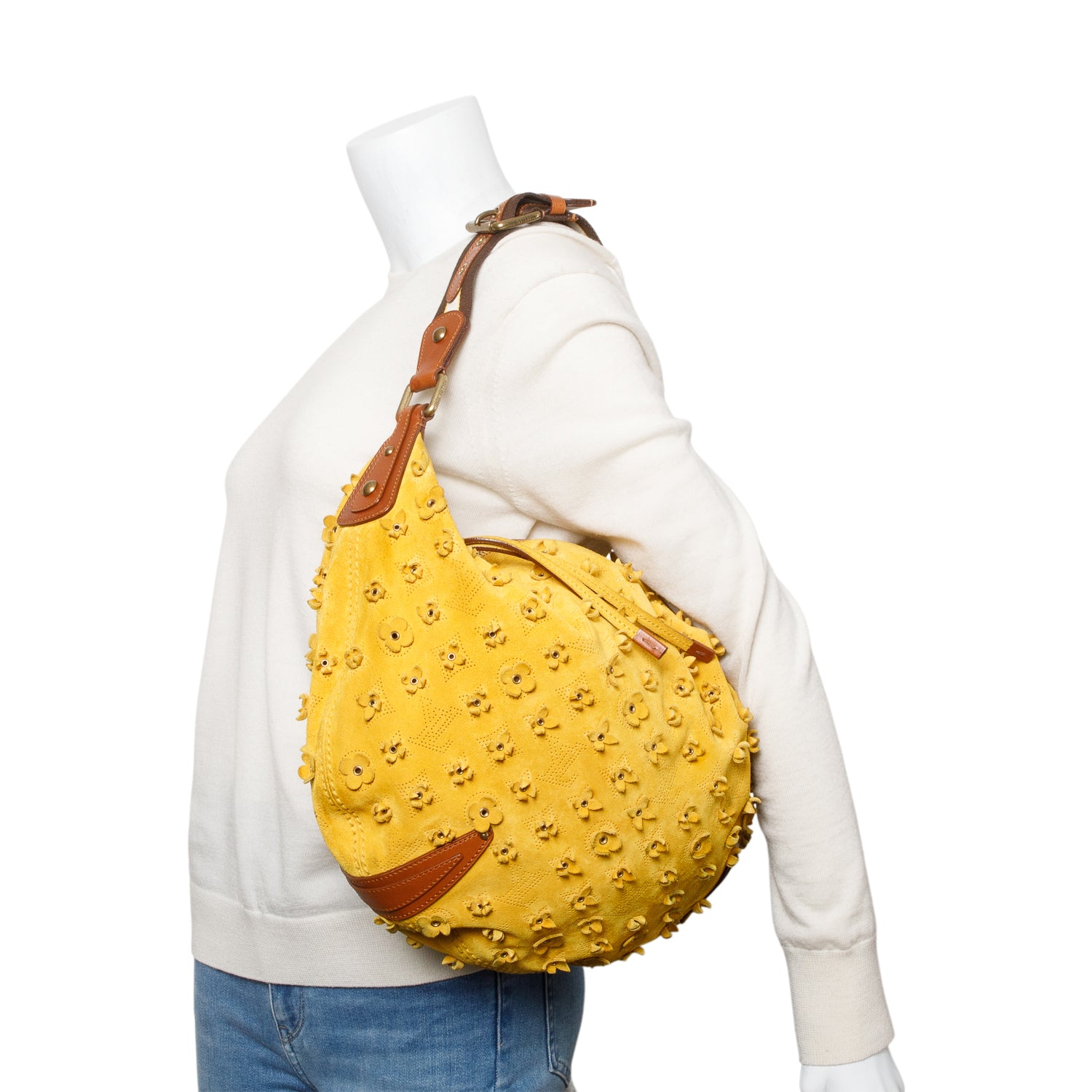 Louis Vuitton Limited Edition Maize Monogram Suede Onatah Fleurs GM Bag