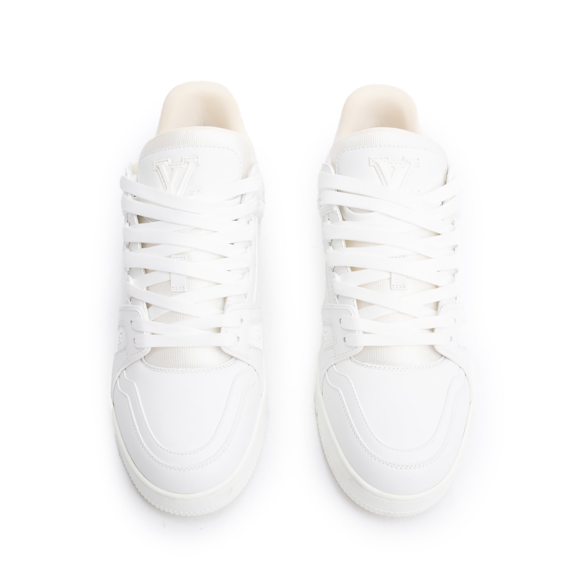 Louis Vuitton 2022 White Calfskin Leather Trainer Sneakers, Size 8
