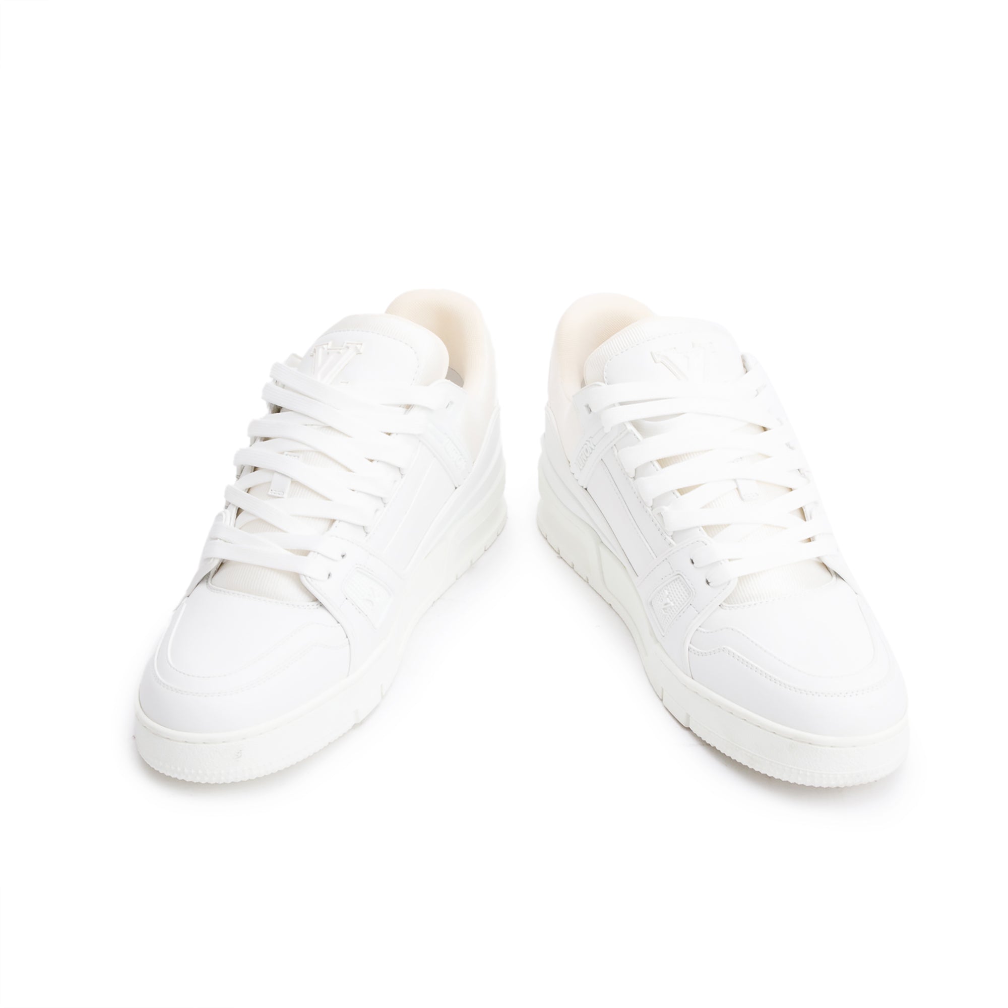 Louis Vuitton 2022 White Calfskin Leather Trainer Sneakers, Size 8
