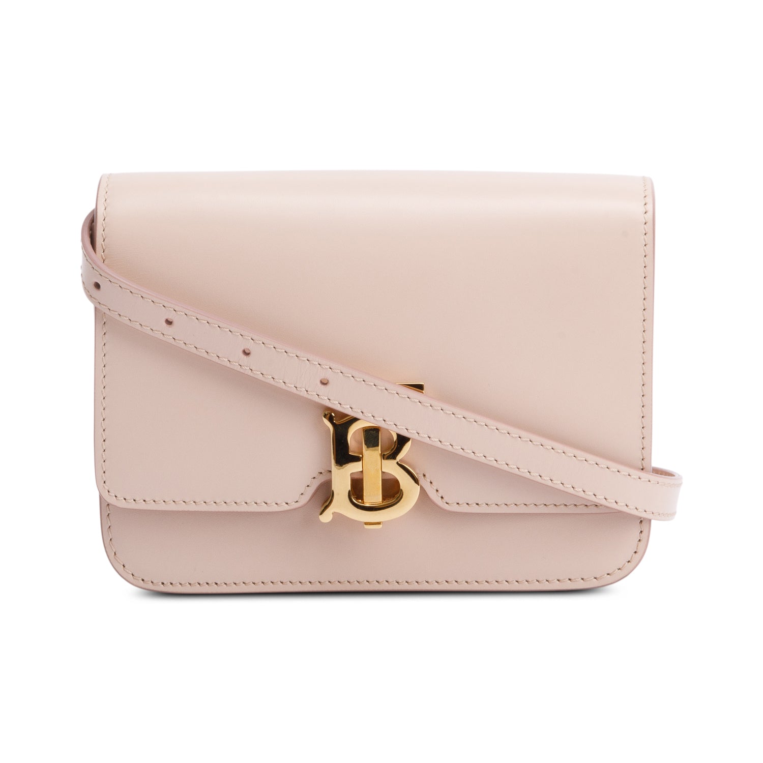 Burberry 2022 Pink Smooth Calfskin Leather Small  TB Crossbody Bag w/ Receipt