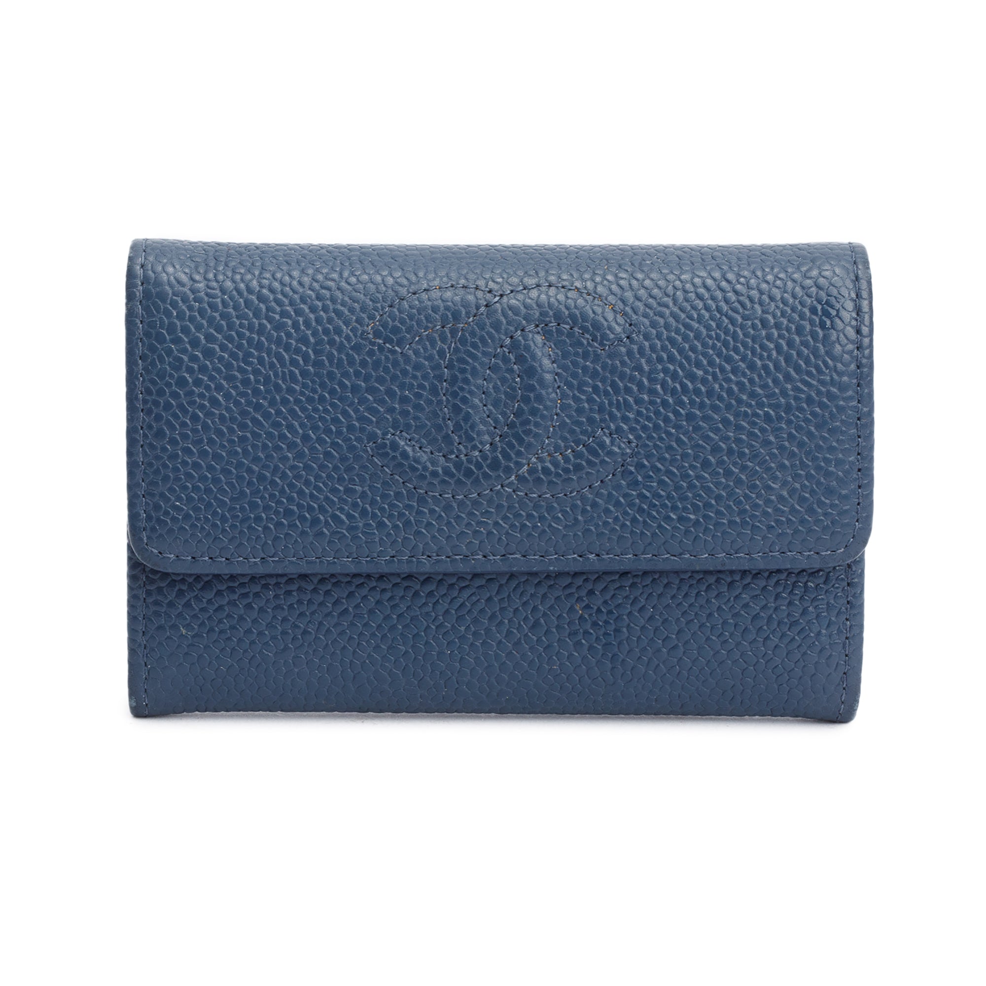 Chanel Navy Blue Caviar Leather Timeless CC Flap Card Holder