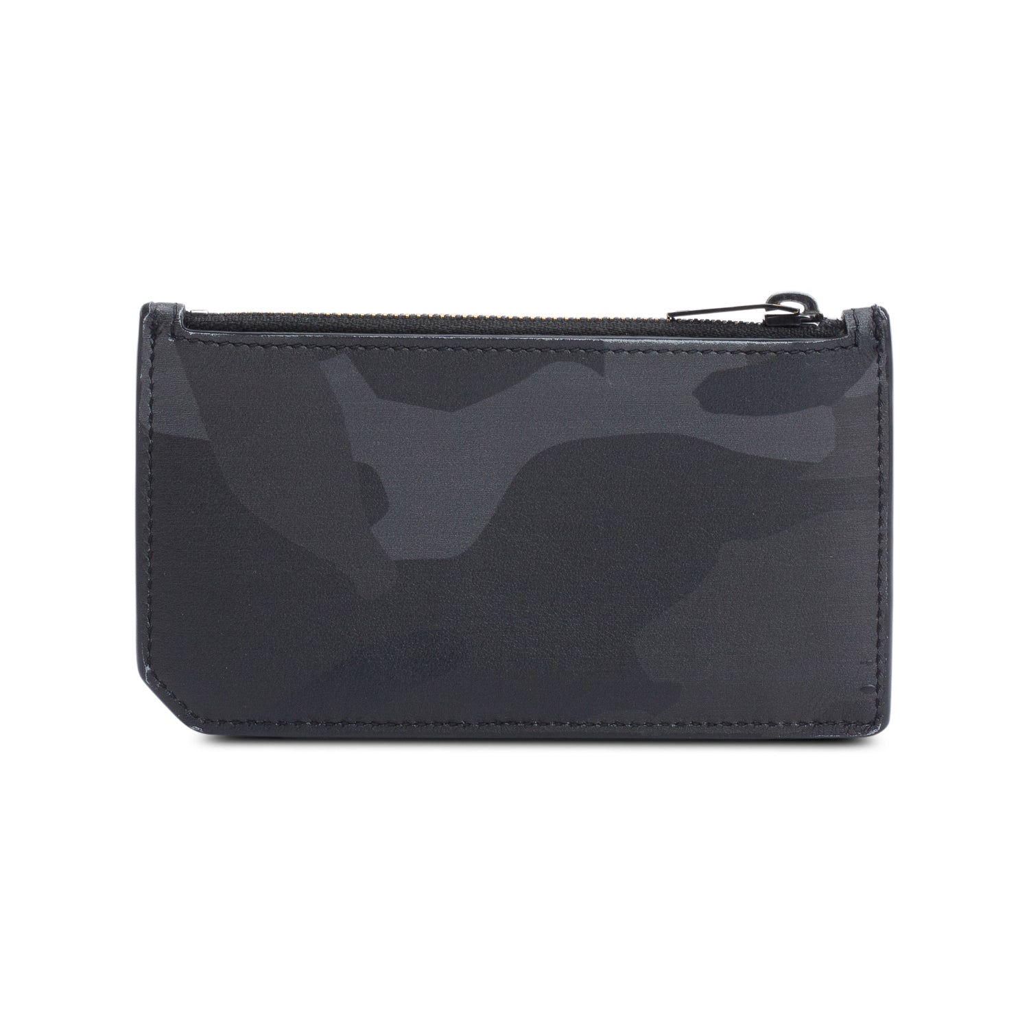 Saint Laurent Black Camouflage Calfskin Leather Fragments Zipped Card Case