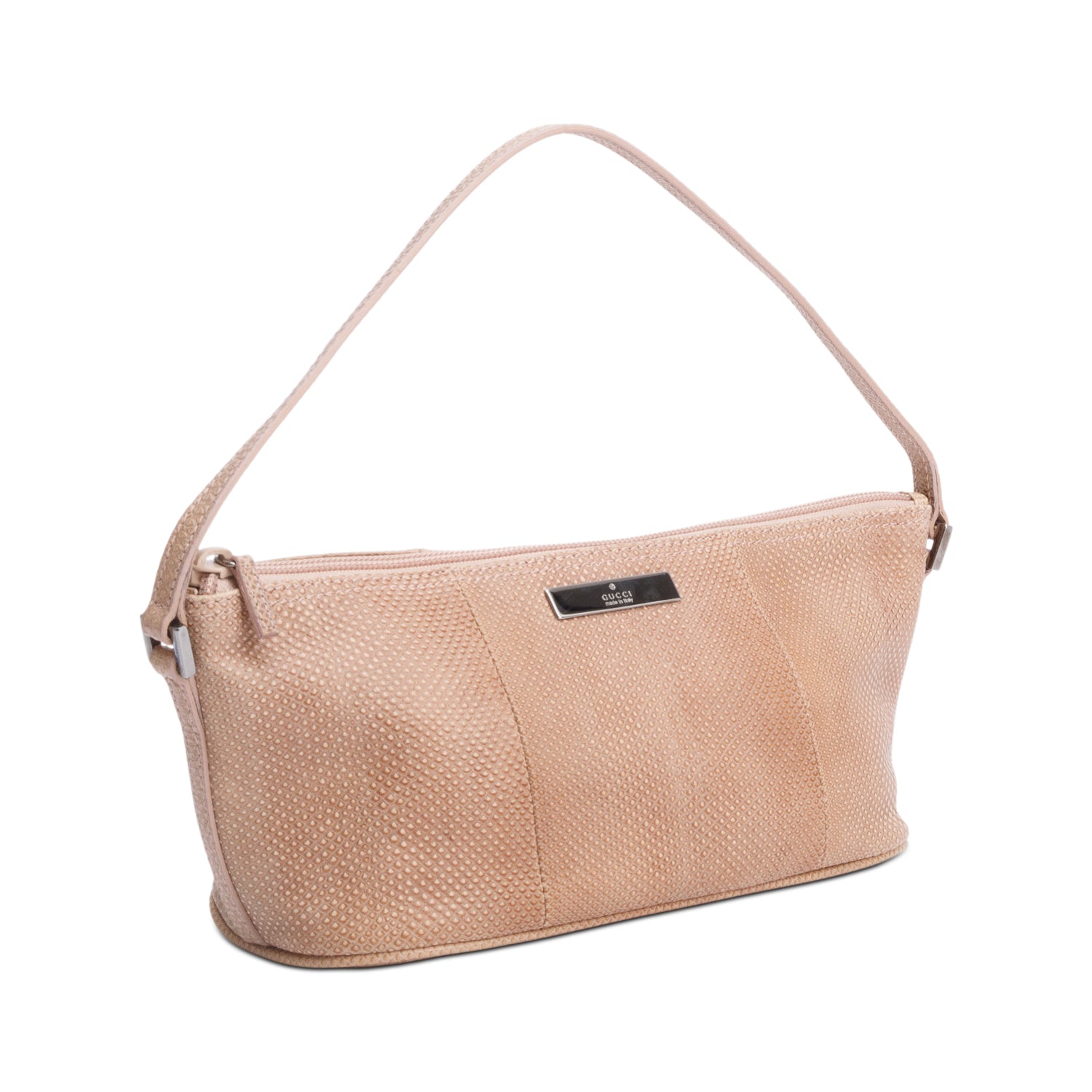 Gucci Beige Lizard Embossed Leather Boat Pochette