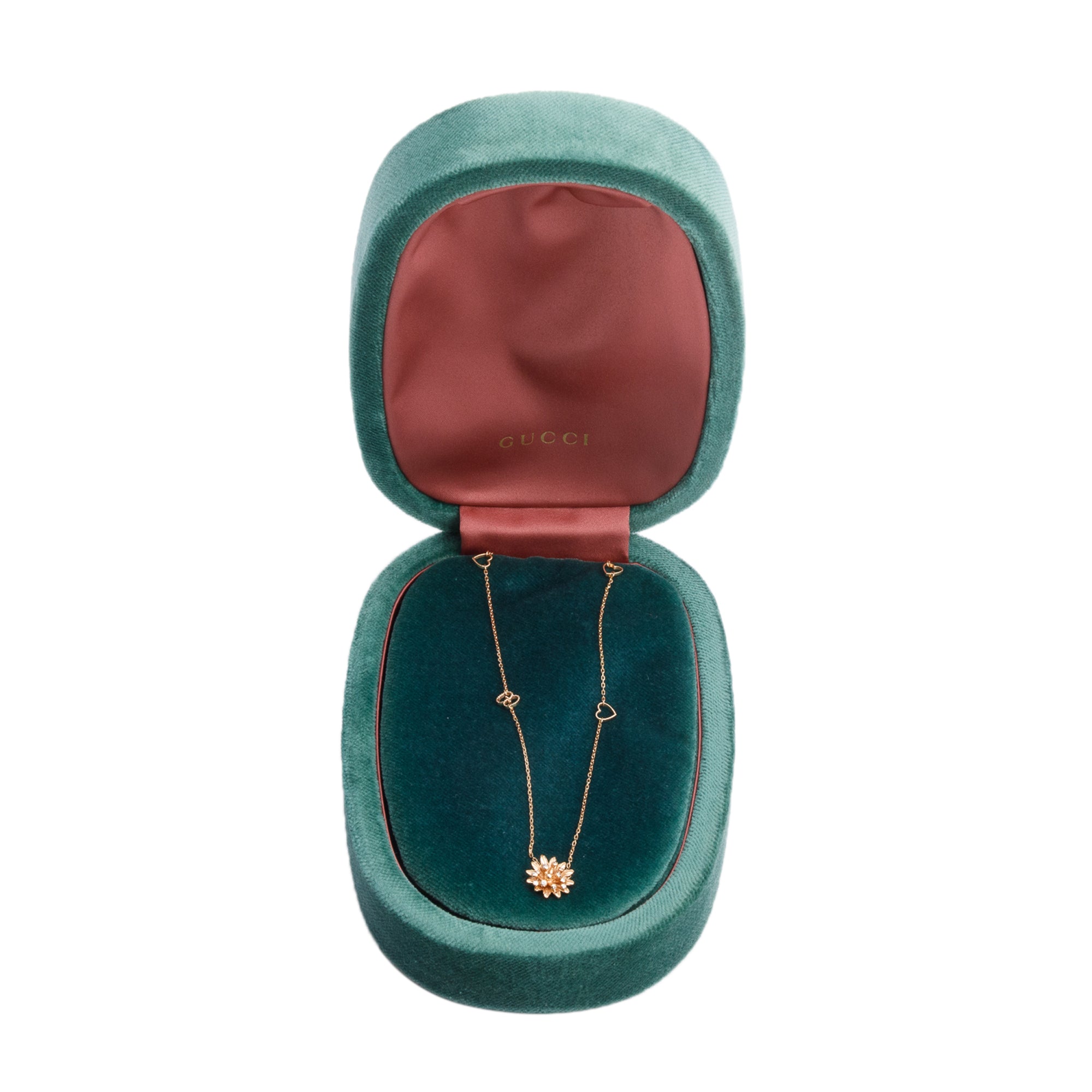 Gucci 18k Rose Gold Diamond Flora Necklace w/ Box