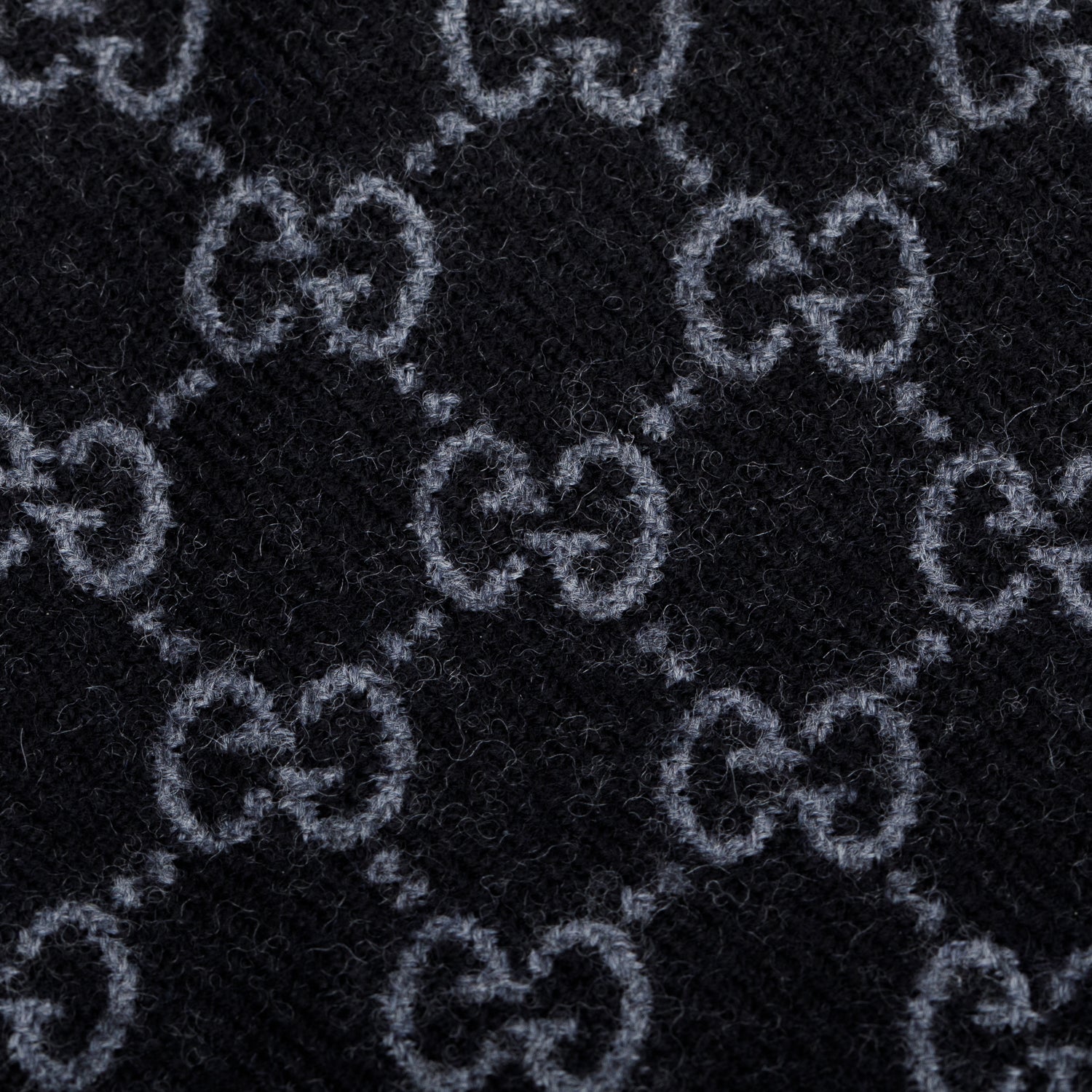 Gucci Black/Grey GG Jacquard Wool Scarf