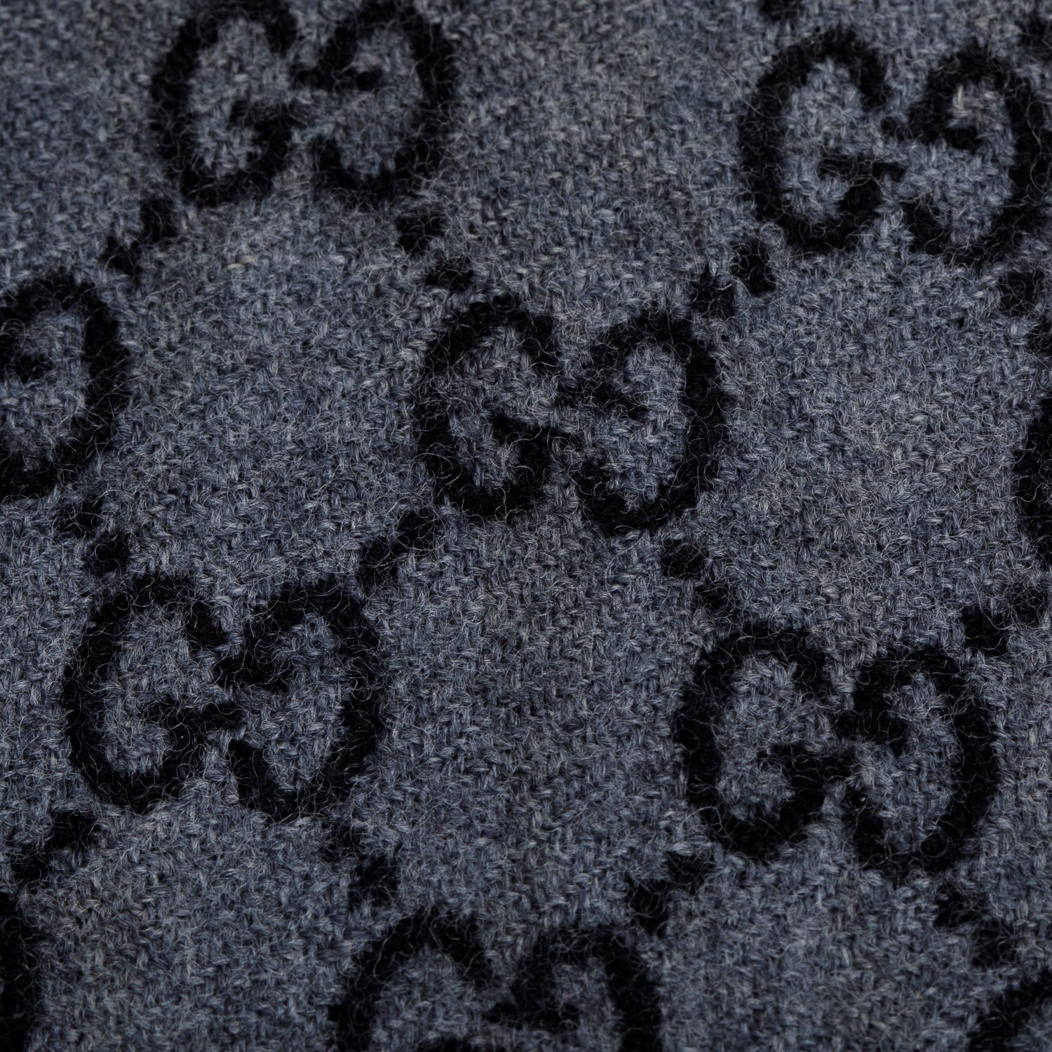 Gucci Black/Grey GG Jacquard Wool Scarf