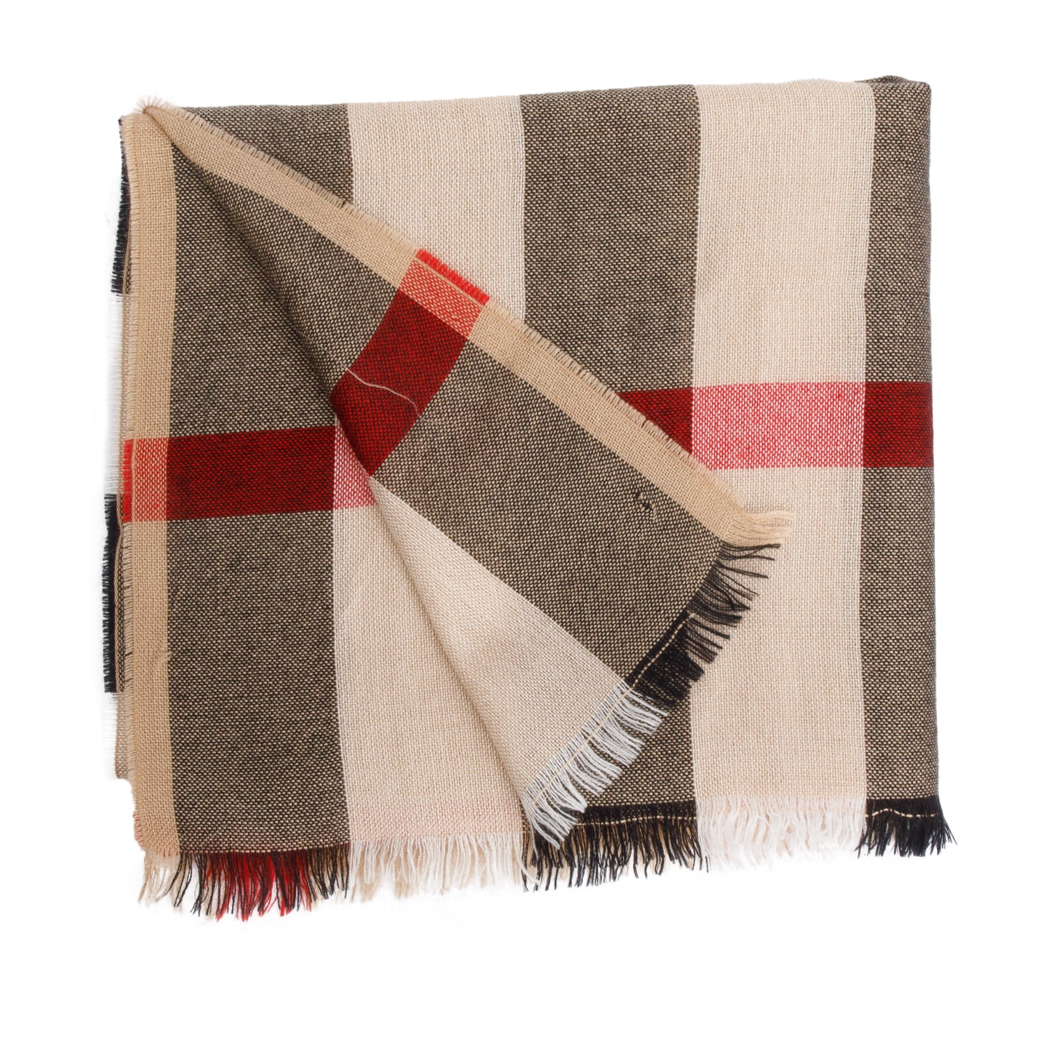 Burberry Beige Multicolor House Check Wool Silk Scarf