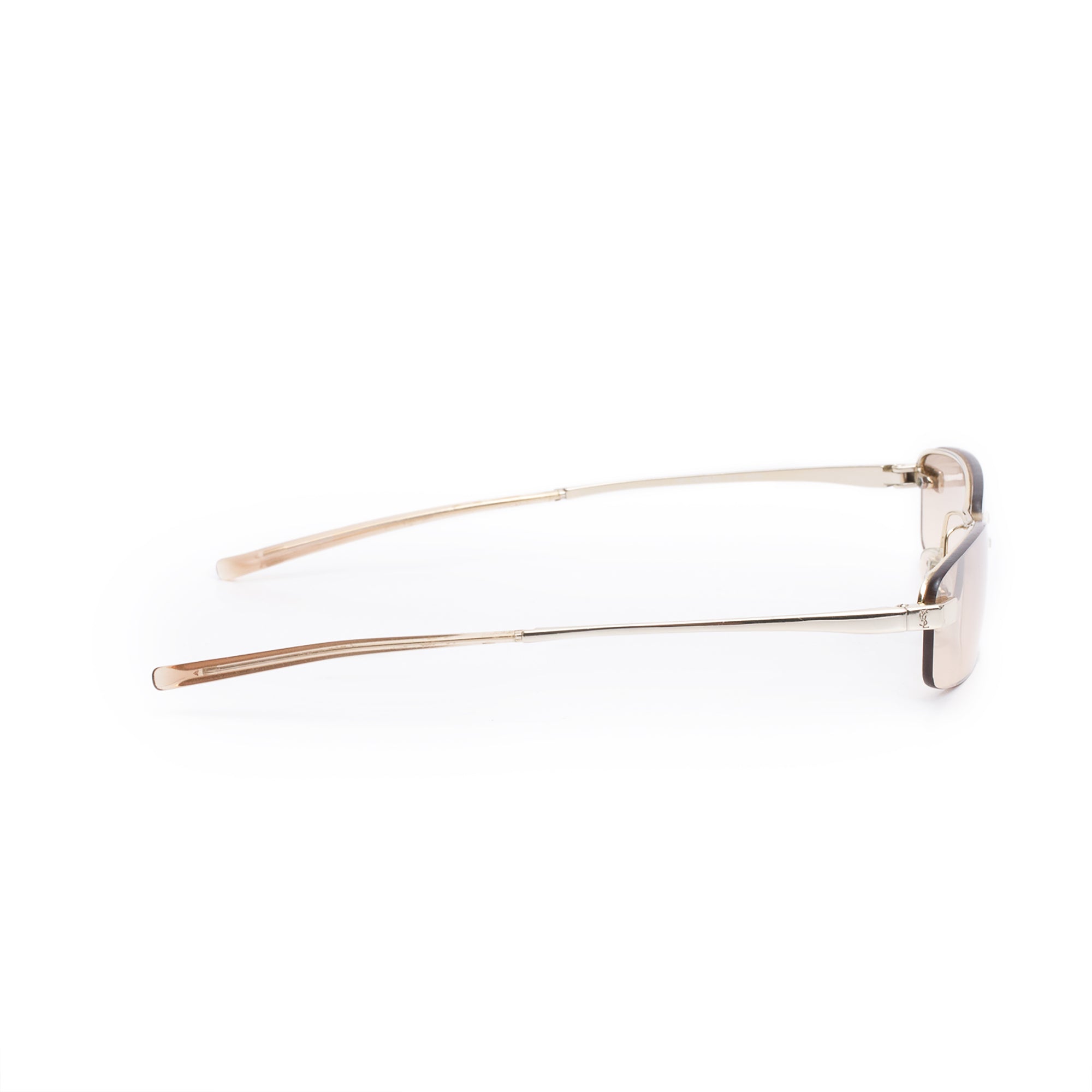 Saint Laurent Gold Tone YSL 2050/S Rimless Rectangular Sunglasses w/ Case