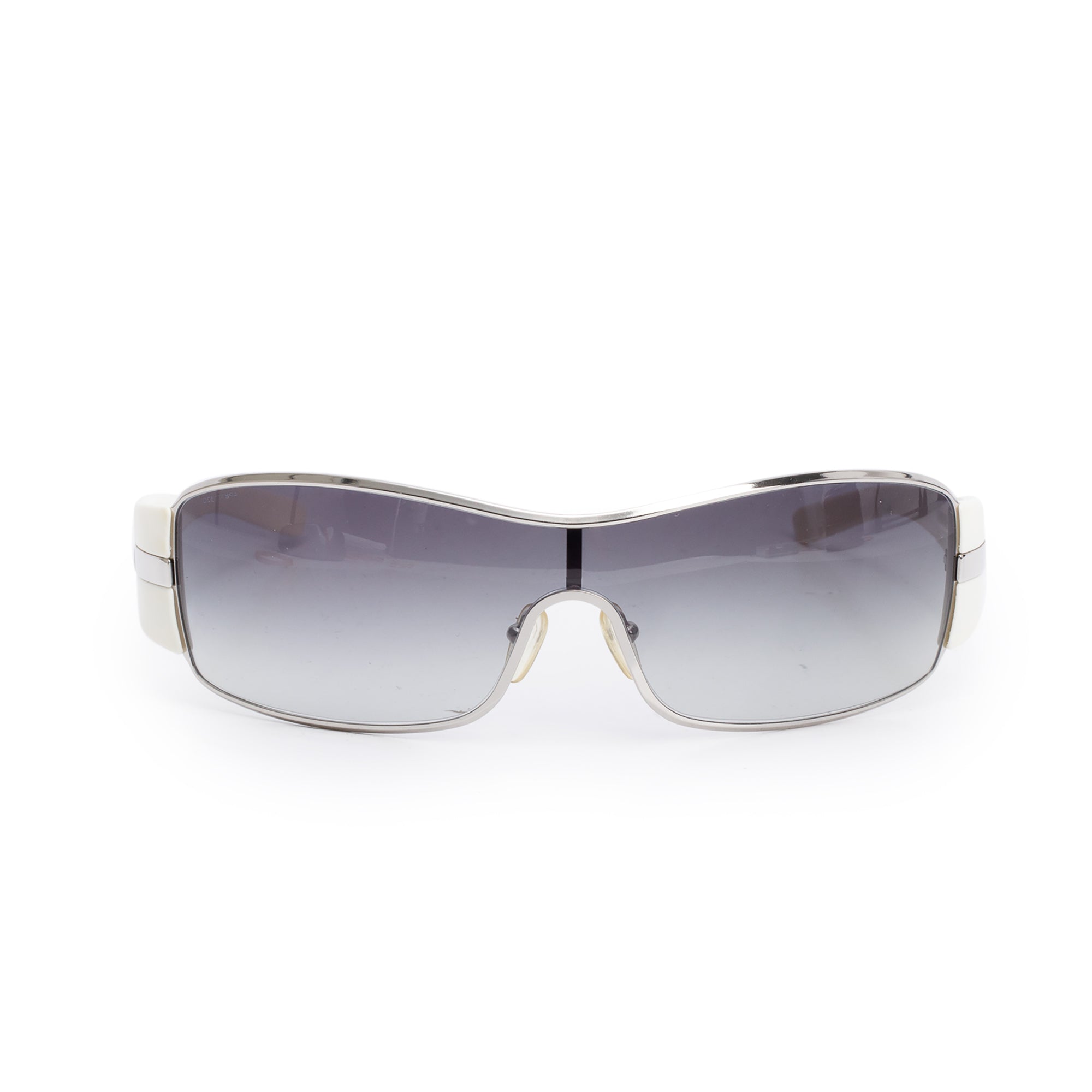 Prada SPR 56H White Acetate Linea Rosa Shield Sunglasses w/ Case