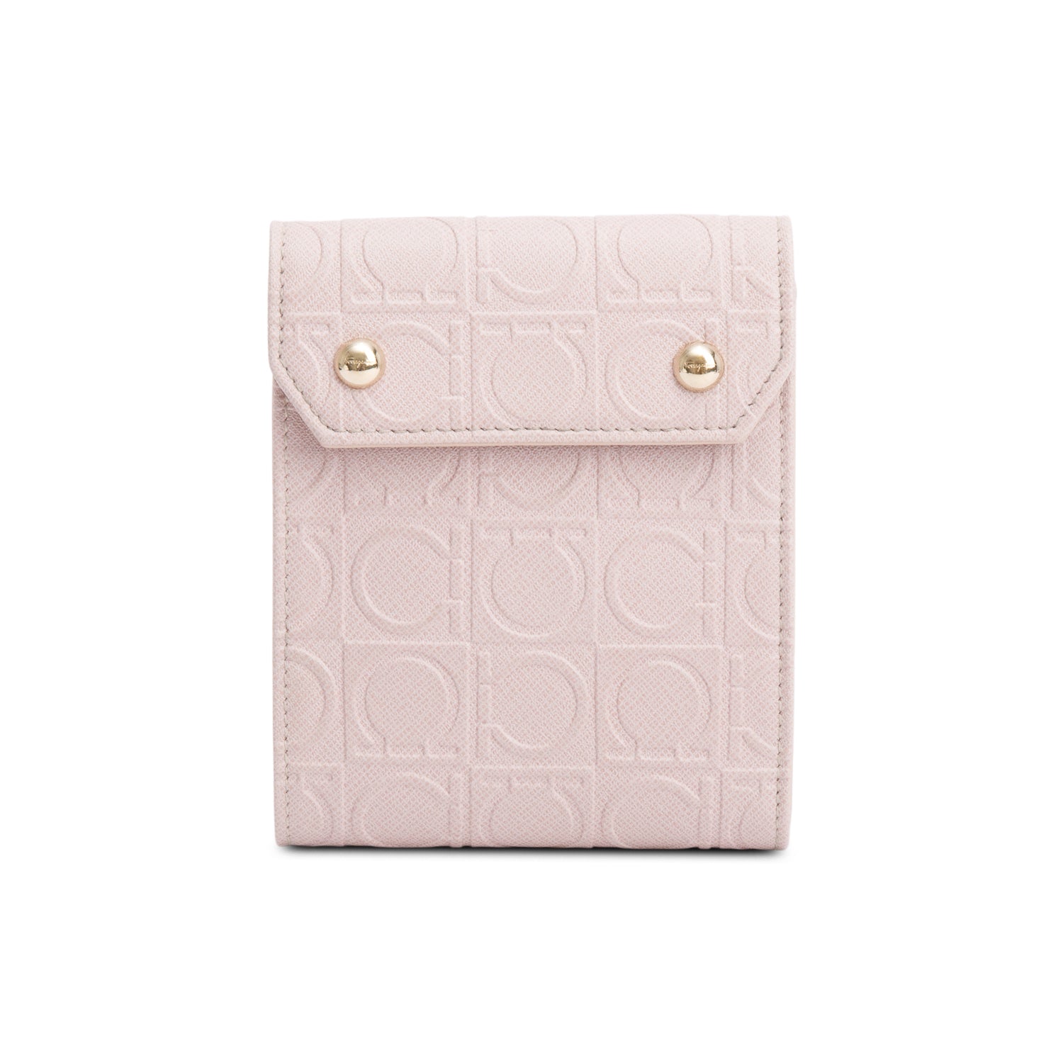 Ferragamo Pink Gancini Embossed Leather Small Flap Wallet Crossbody Bag