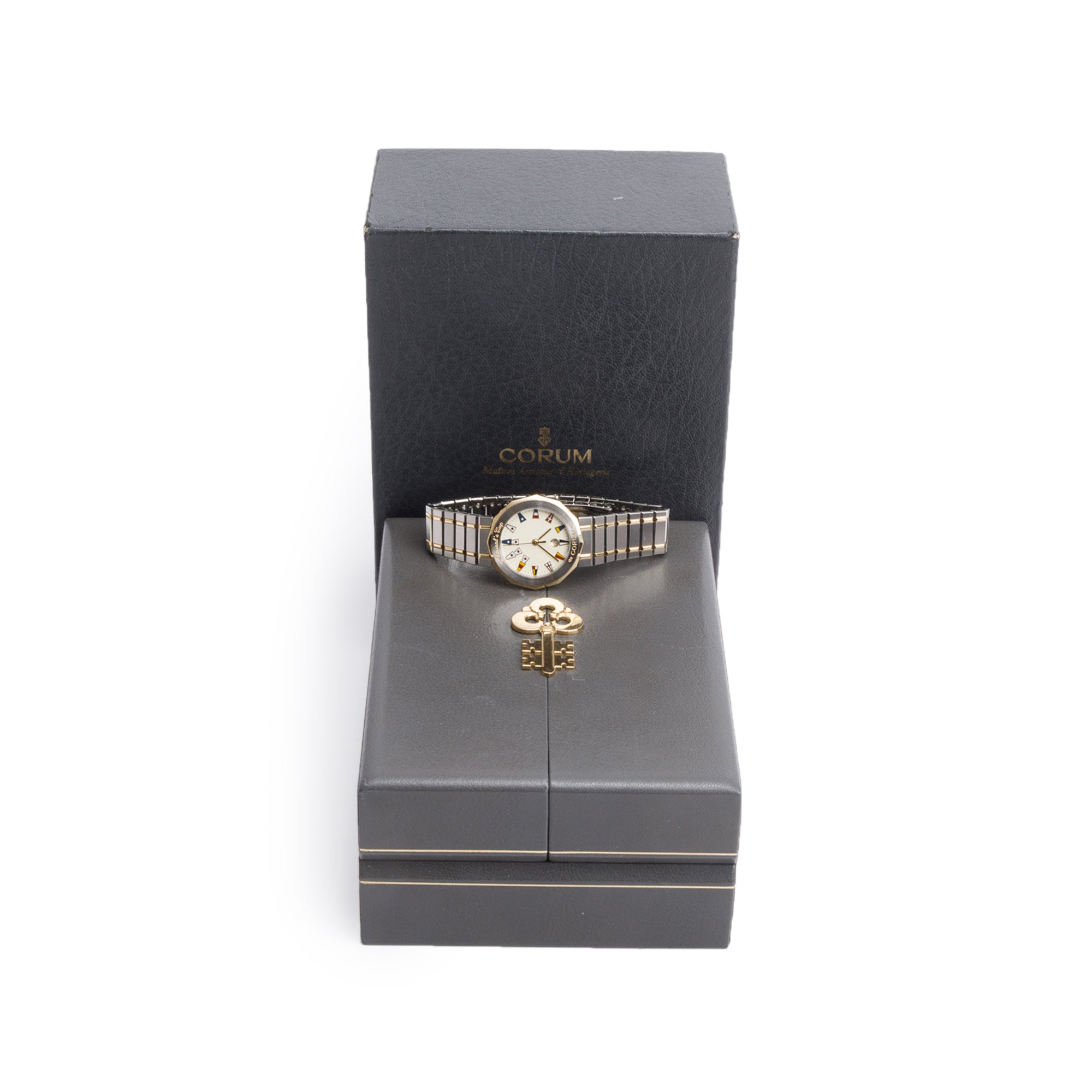 Corum Stainless Steel & 18k Yellow Gold Admiral's Cup 34 MM Quartz Watch w/ Box & Papers