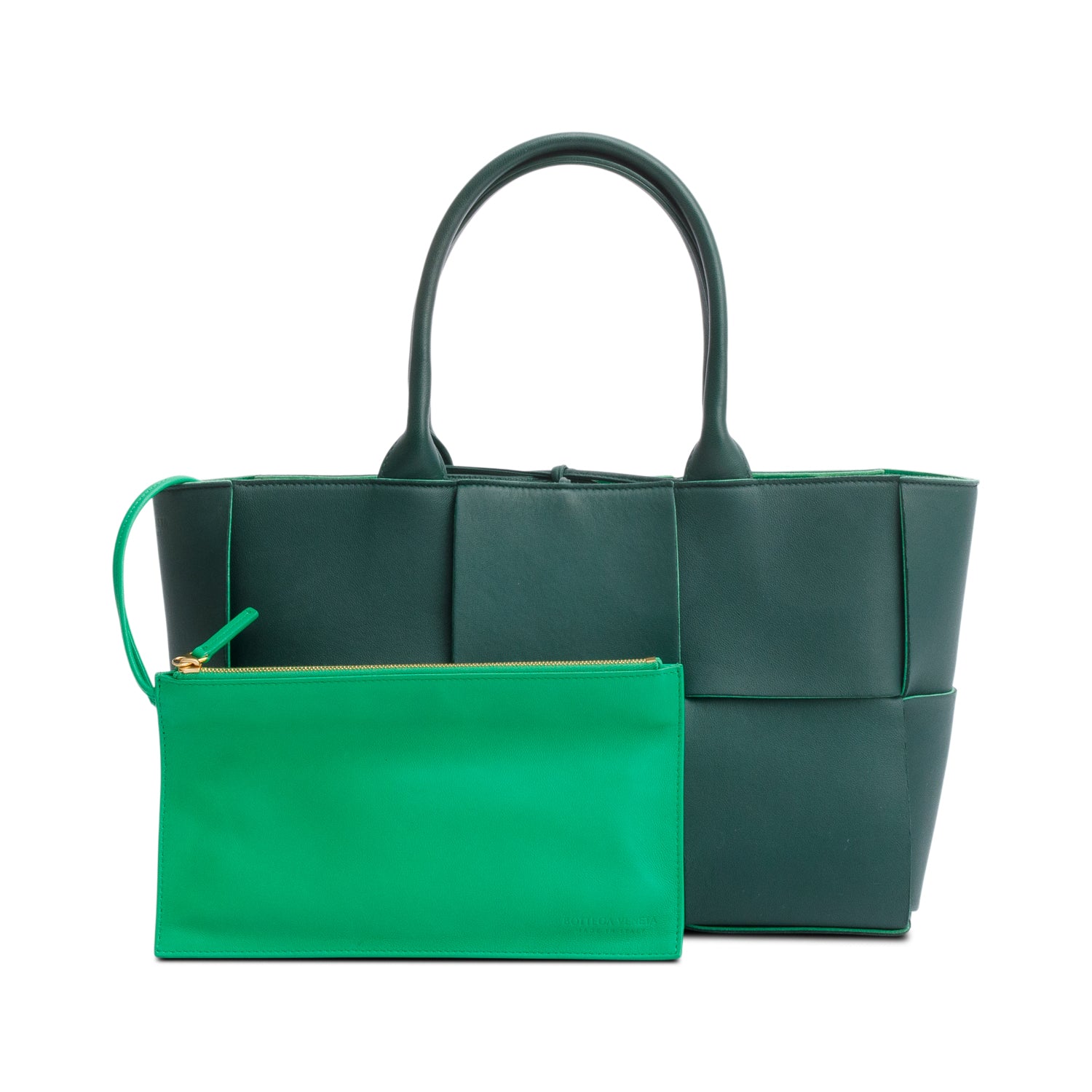 Bottega Veneta Green Maxi Intrecciato Leather Small Arco Tote w/ Pouch