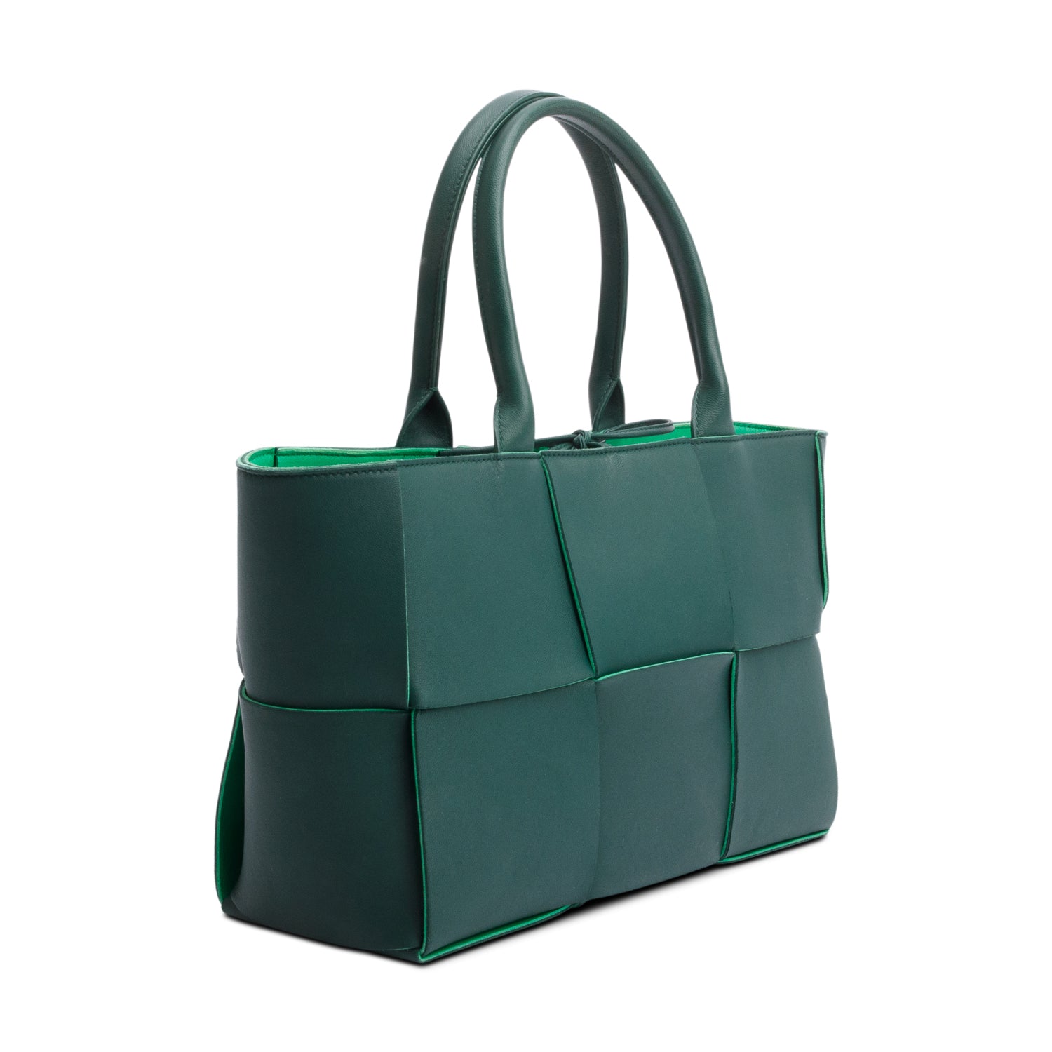 Bottega Veneta Green Maxi Intrecciato Leather Small Arco Tote w/ Pouch