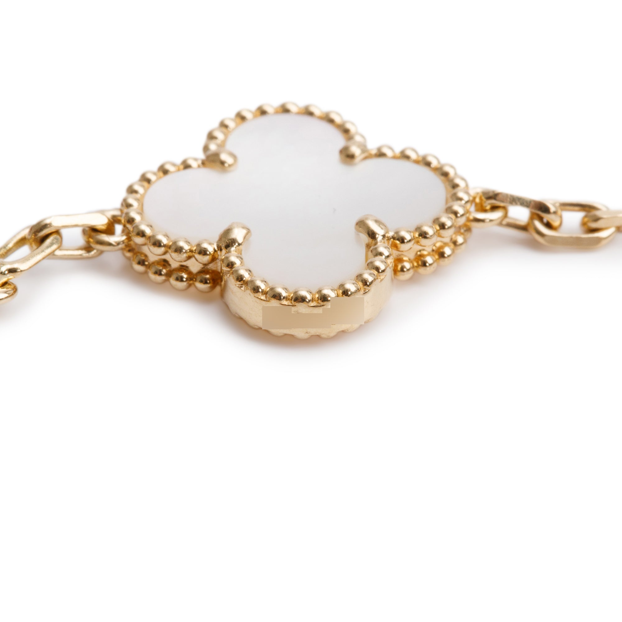 Van Cleef & Arpels 18k Yellow Gold Vintage Alhambra 5 Motif Mother of Pearl Bracelet w/ Box, Receipt & Certificate