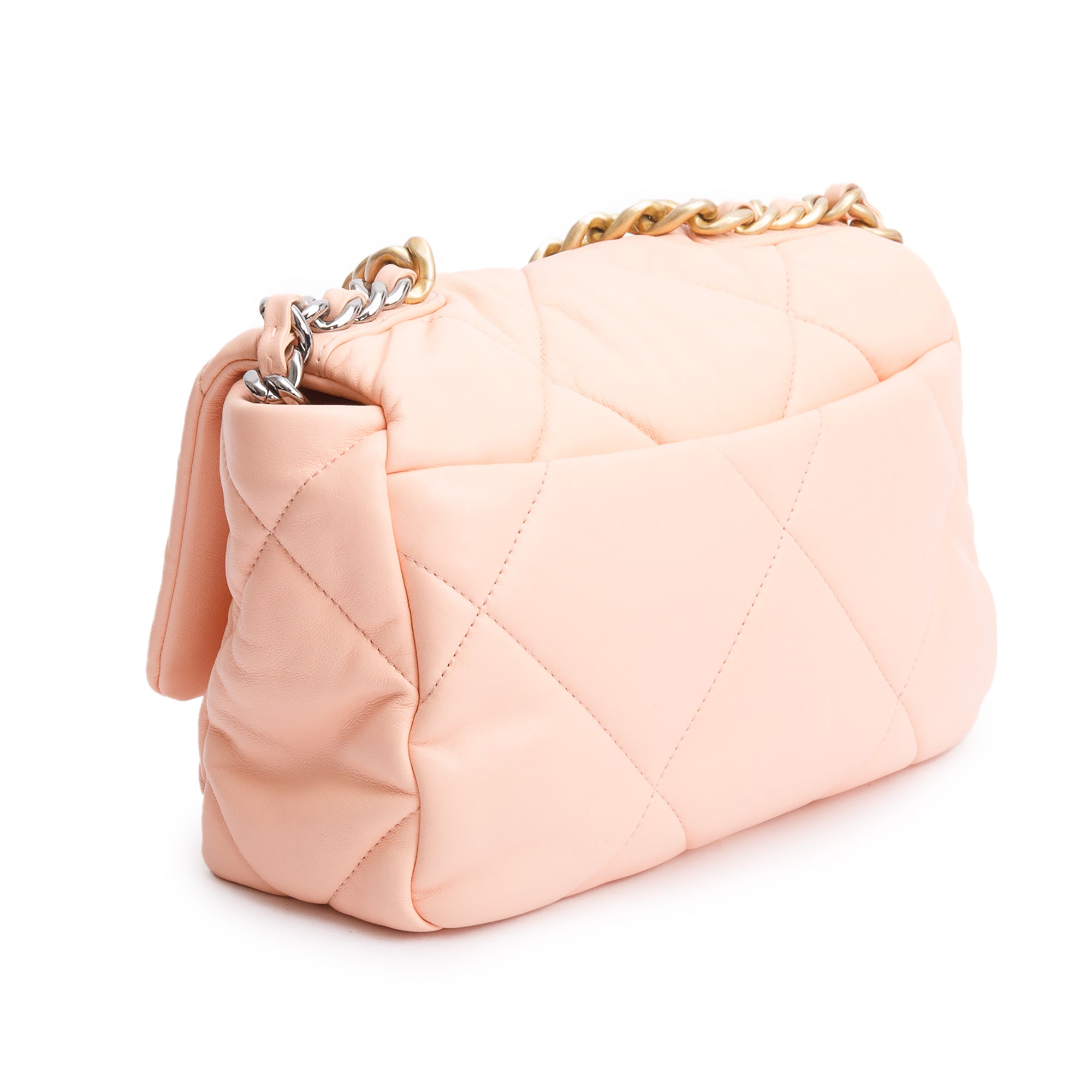 Chanel Peach Lambskin Leather Medium 19 Flap Bag