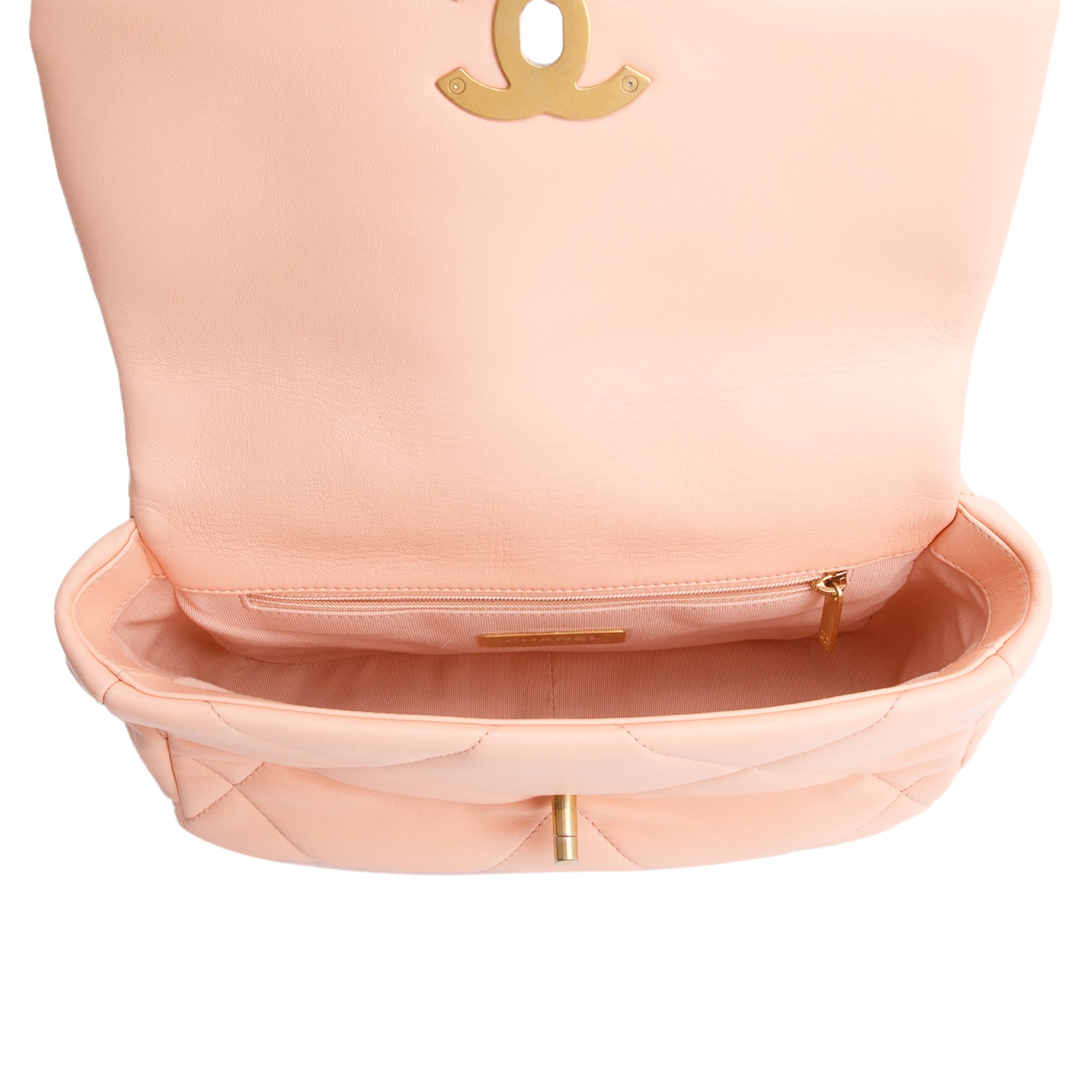Chanel Peach Lambskin Leather Medium 19 Flap Bag