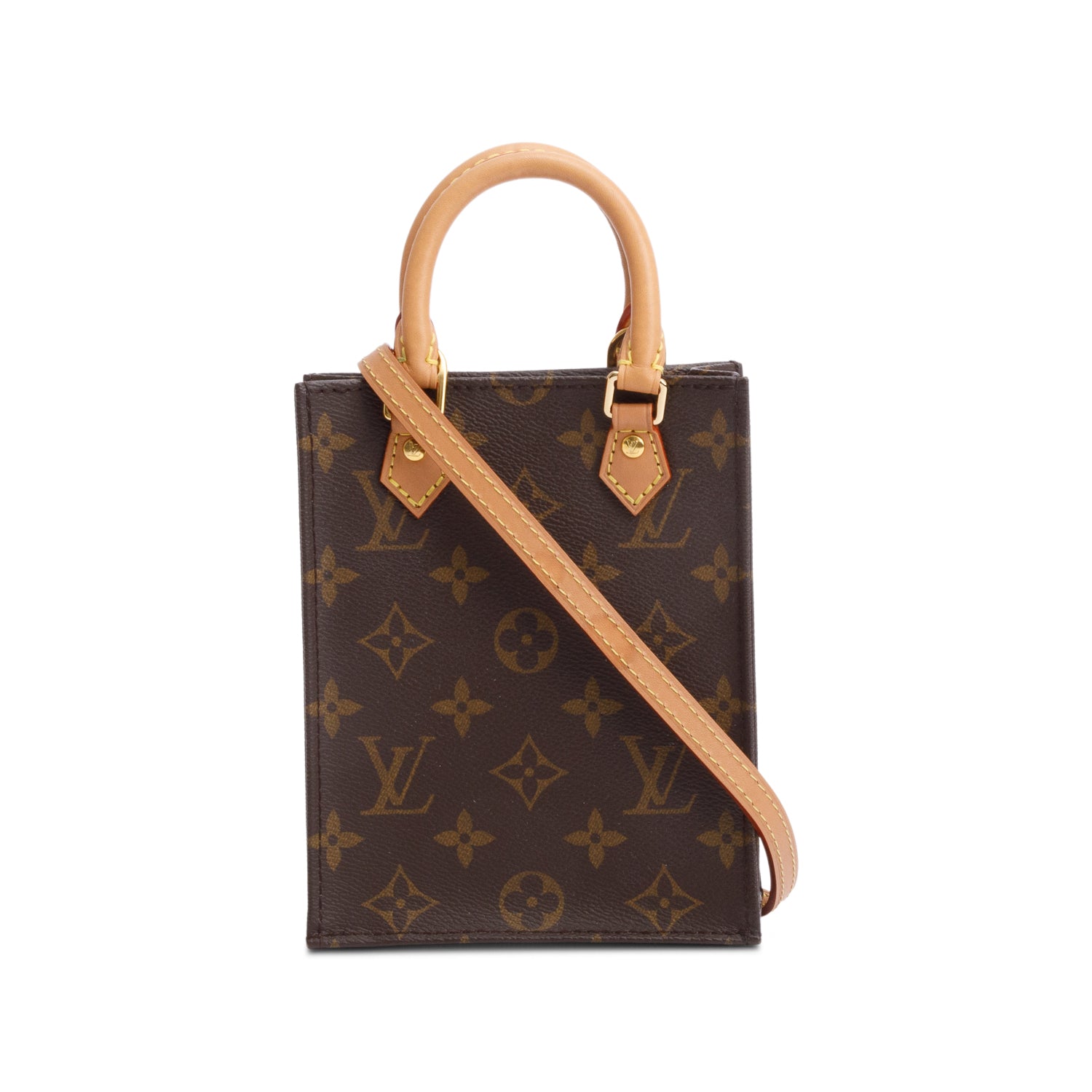 Louis Vuitton Monogram Petit Sac Plat w/ Strap & Box