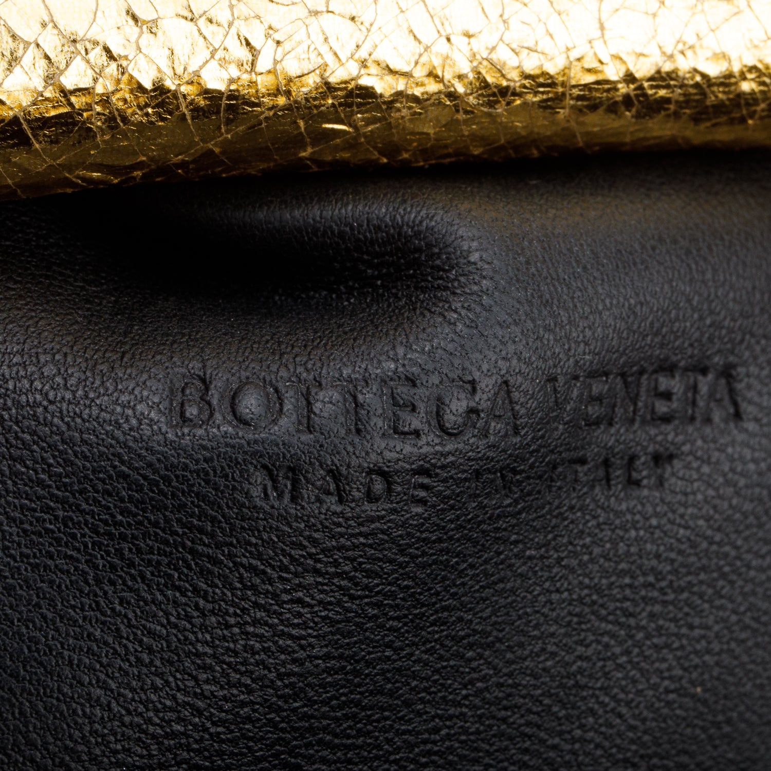 Bottega Veneta Gold Metallic Calfskin Intrecciato Leather The Mini Pouch w/ Box